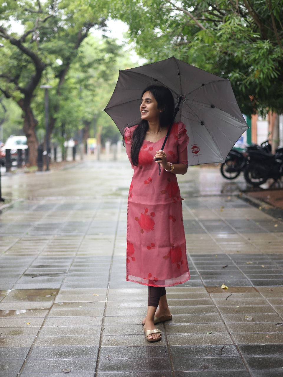 Peachy pink colour Organza top