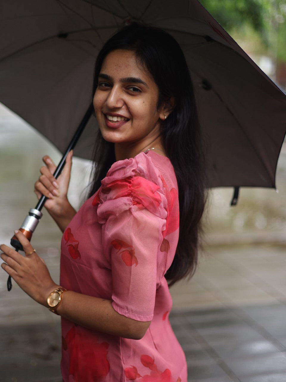 Peachy pink colour Organza top