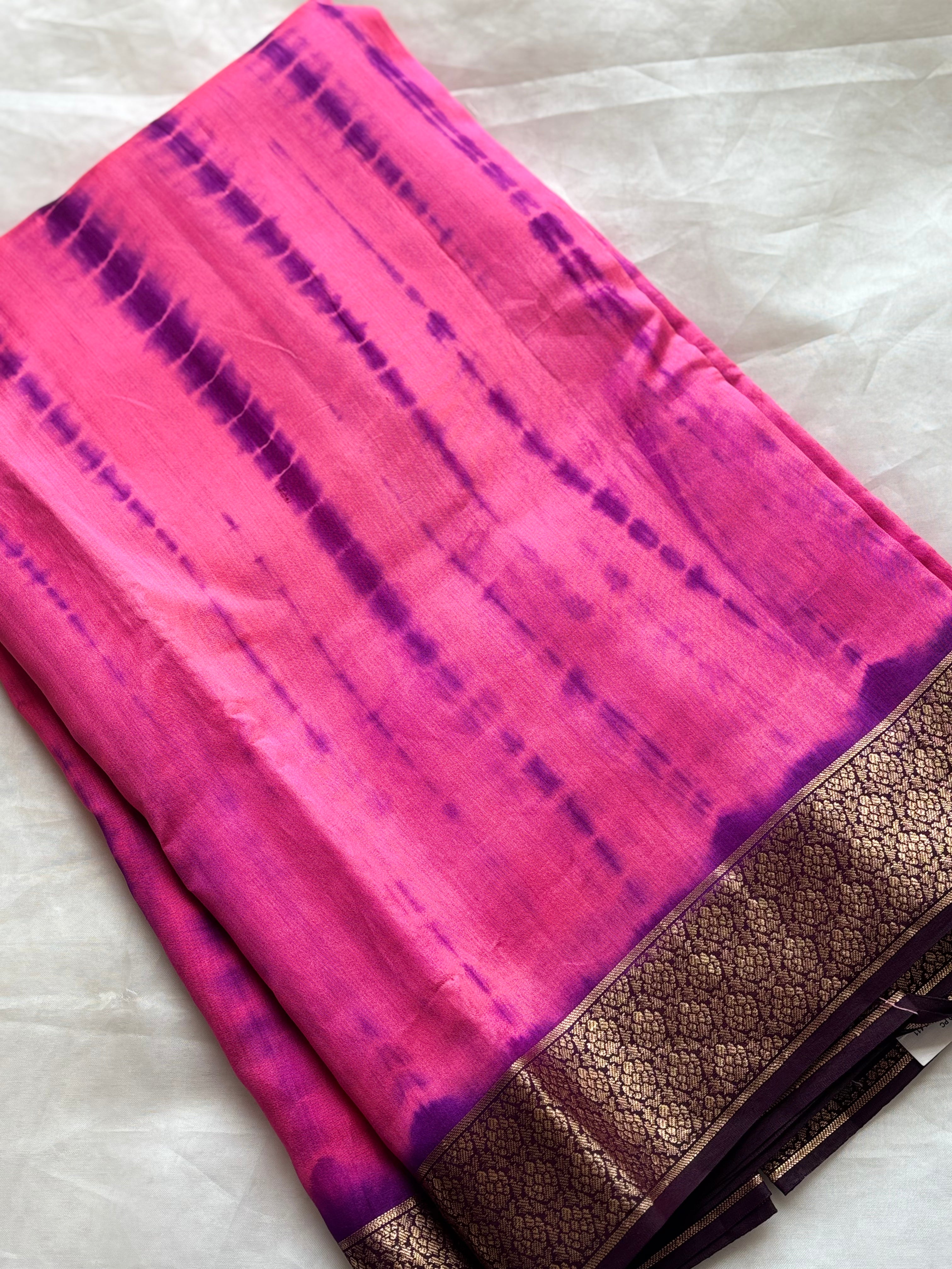 Pink pure chanderi saree