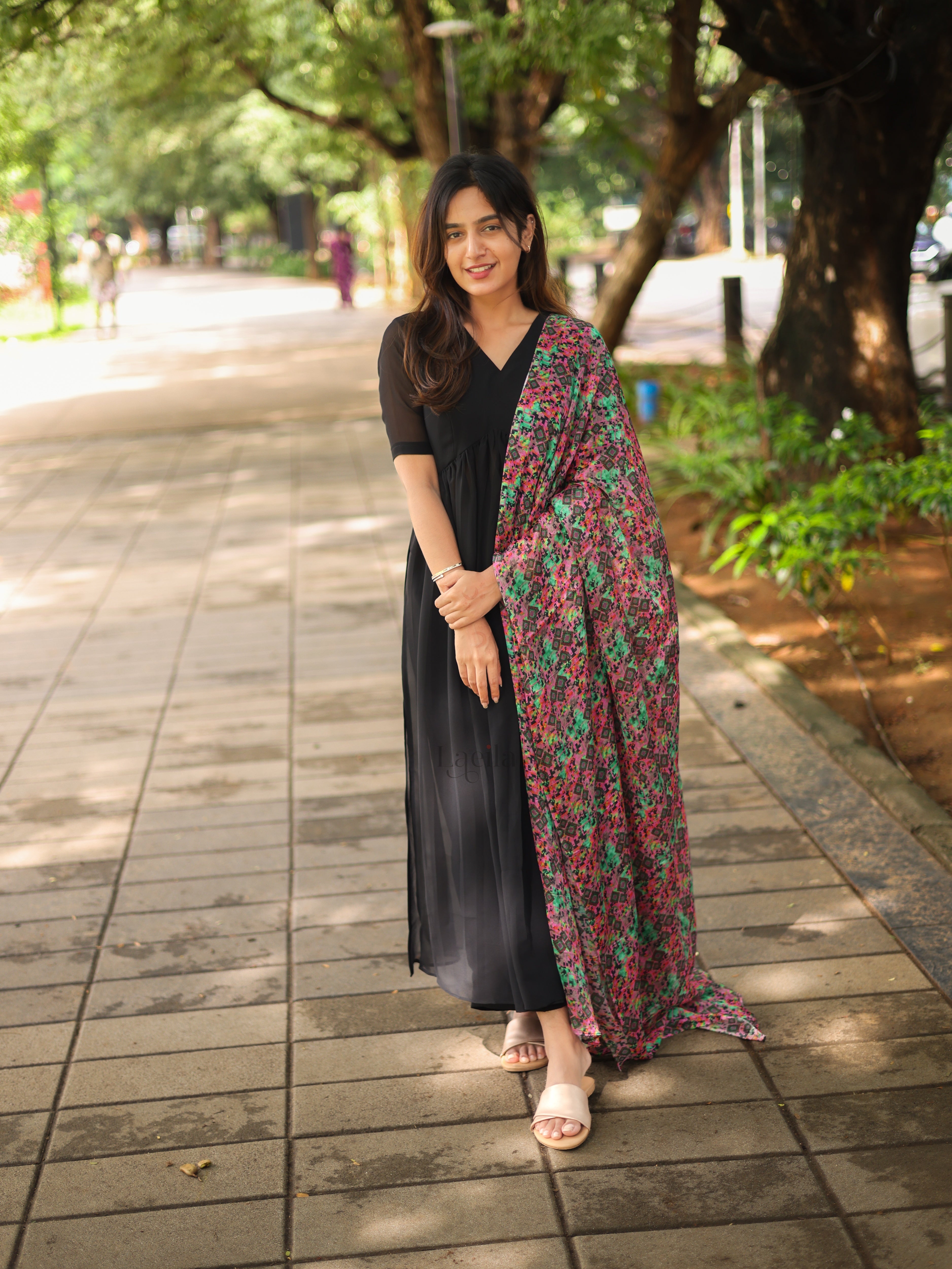 Black georgette Alia cut set