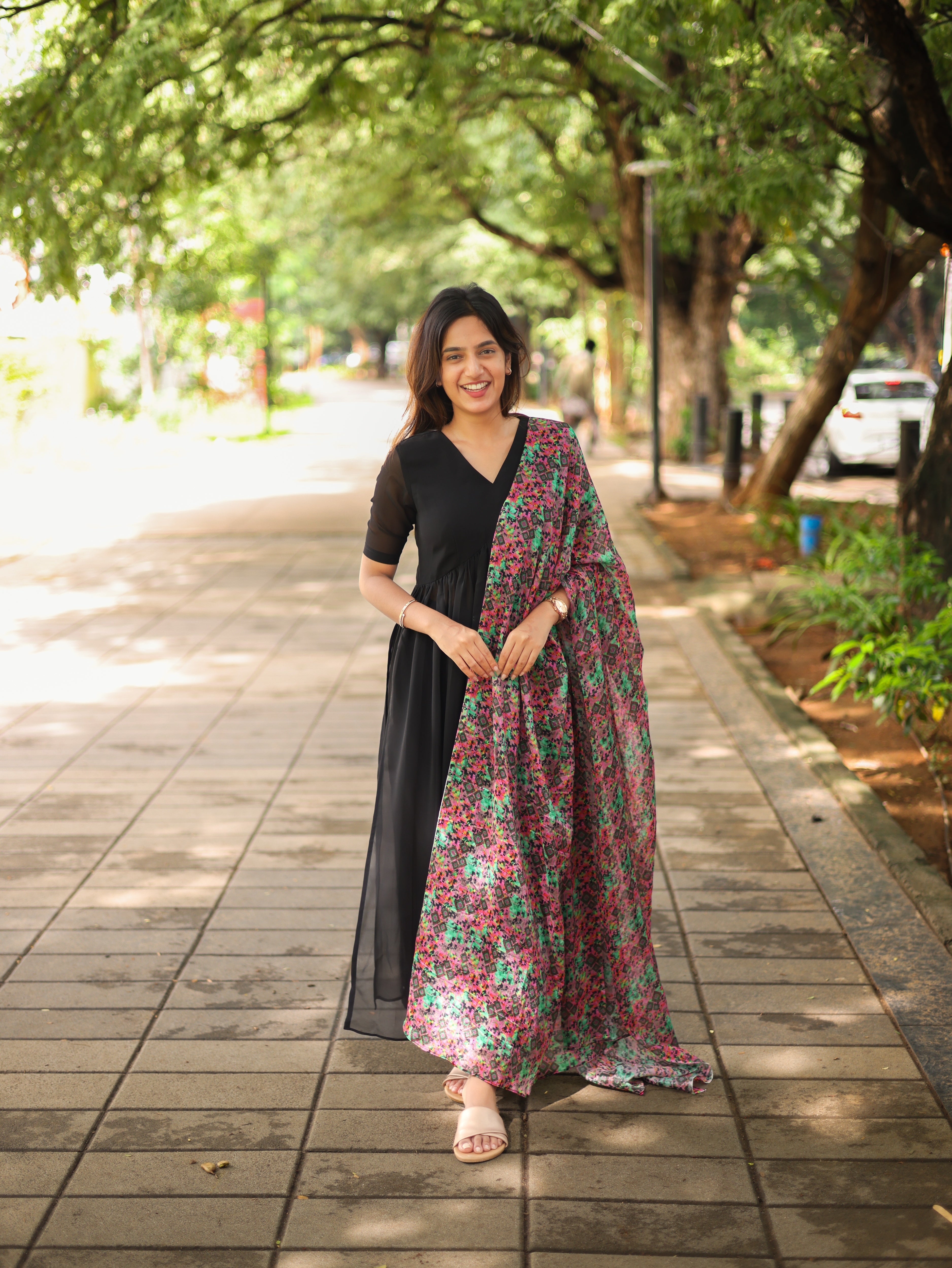 Black georgette Alia cut set