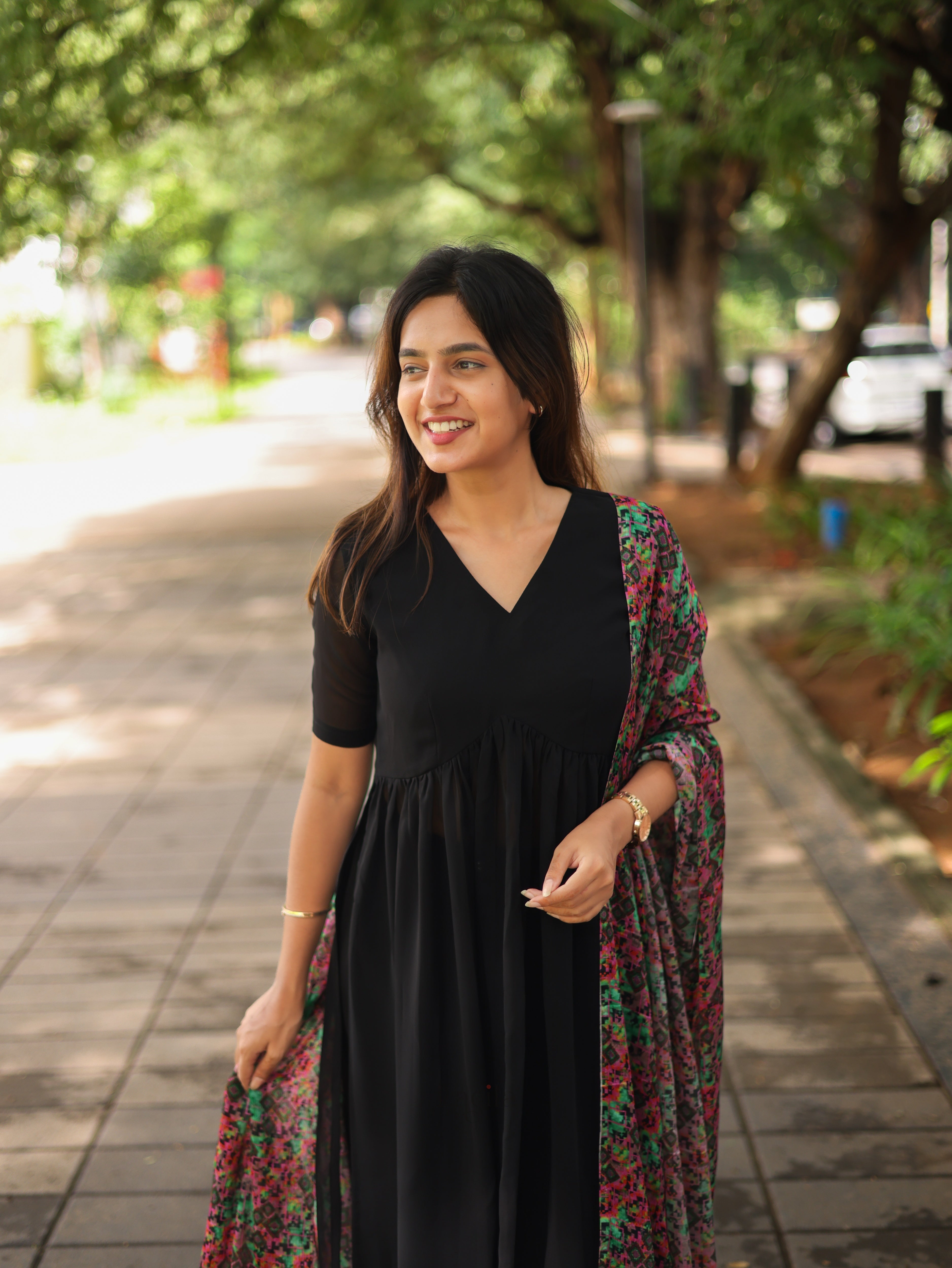 Black georgette Alia cut set