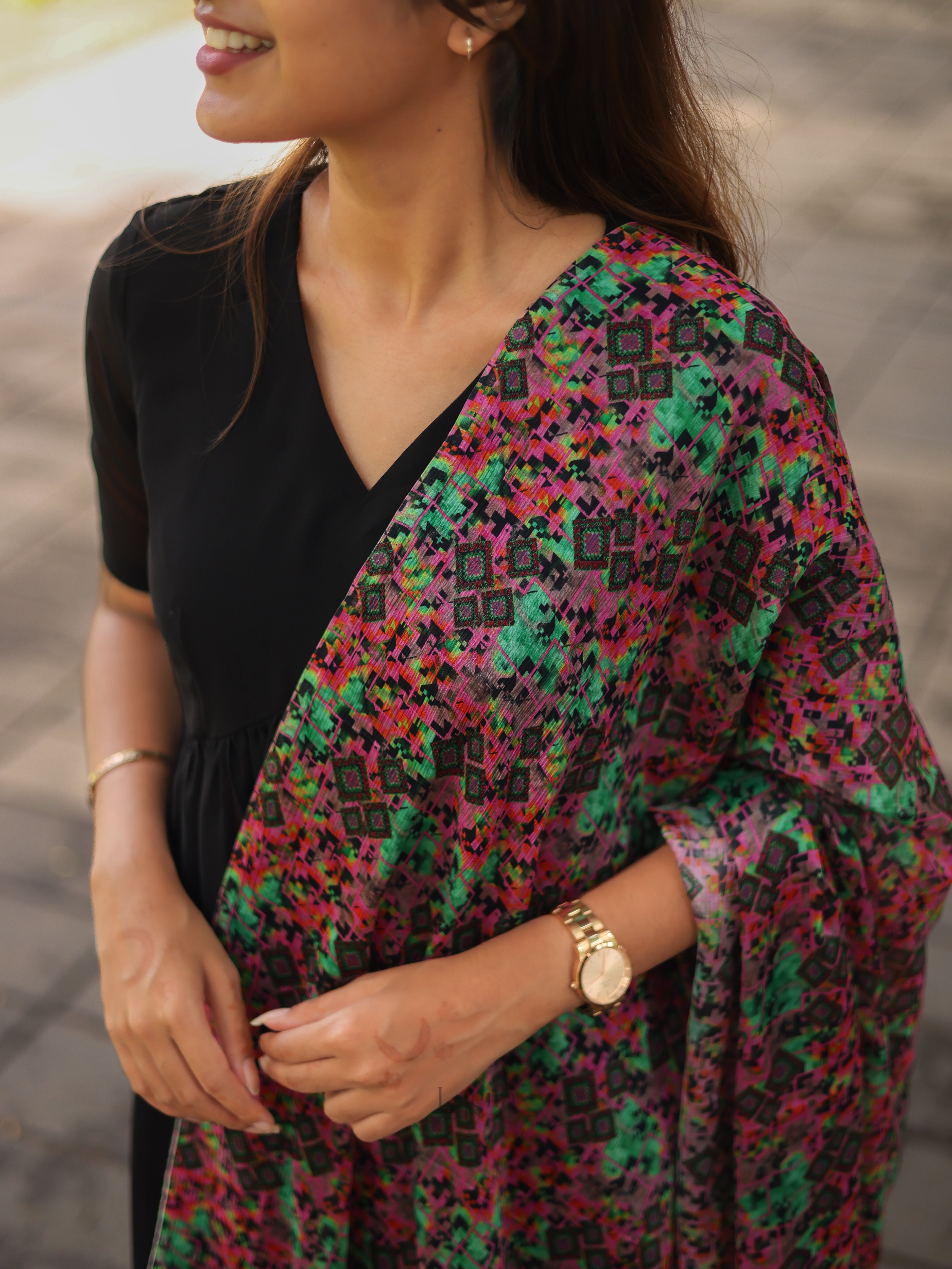 Black georgette Alia cut set