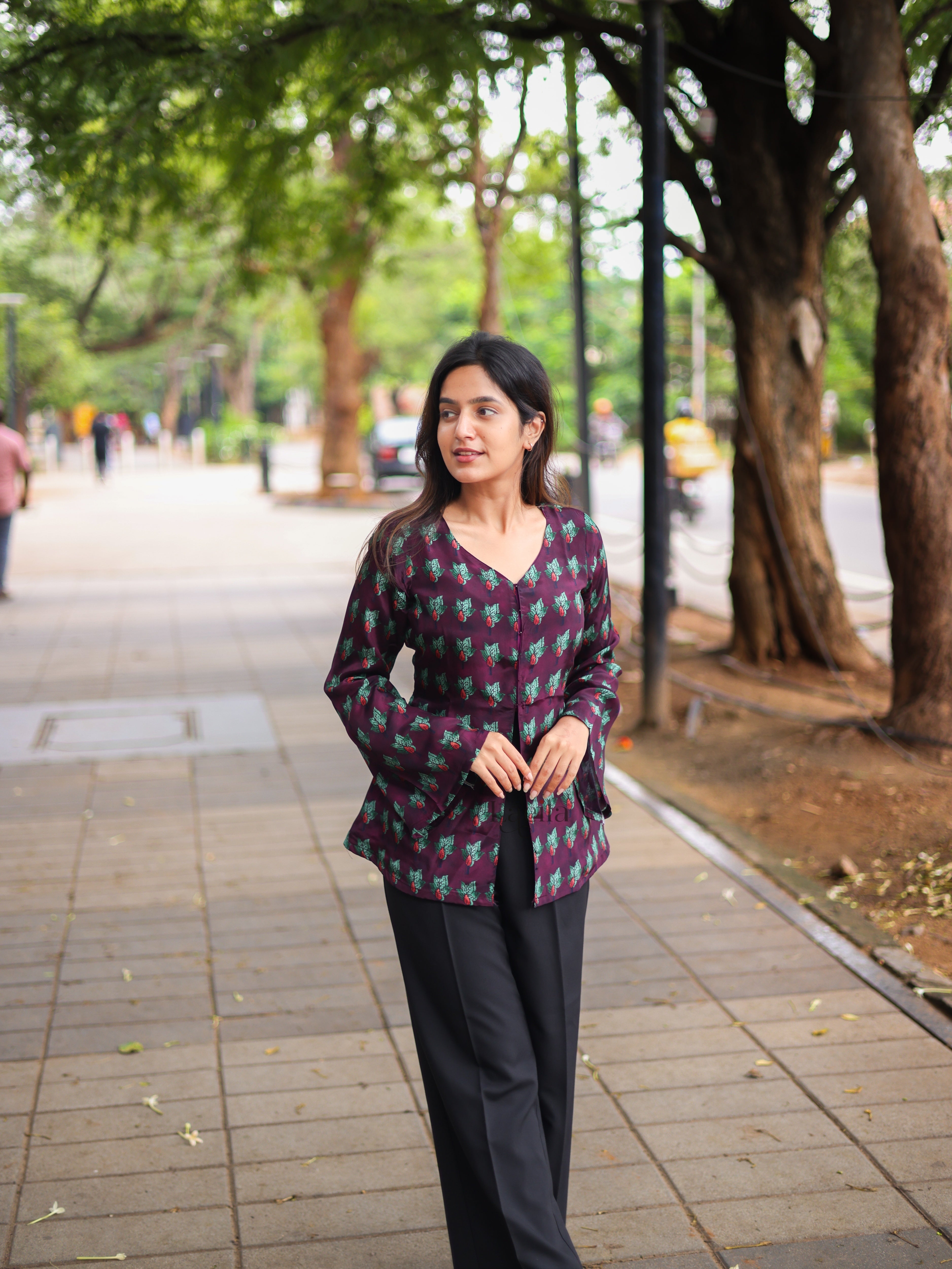 Purple Crepe satin Top