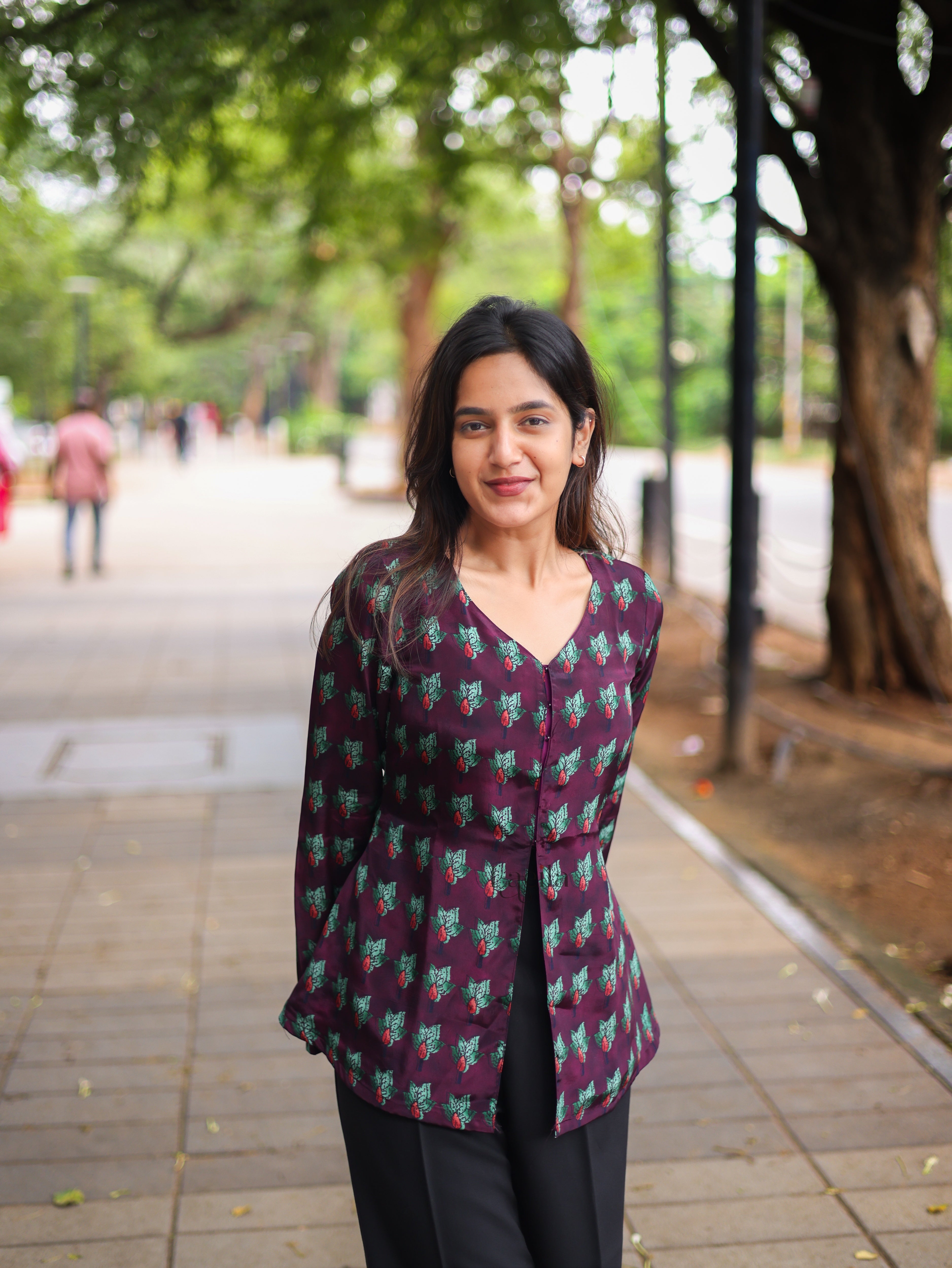 Purple Crepe satin Top