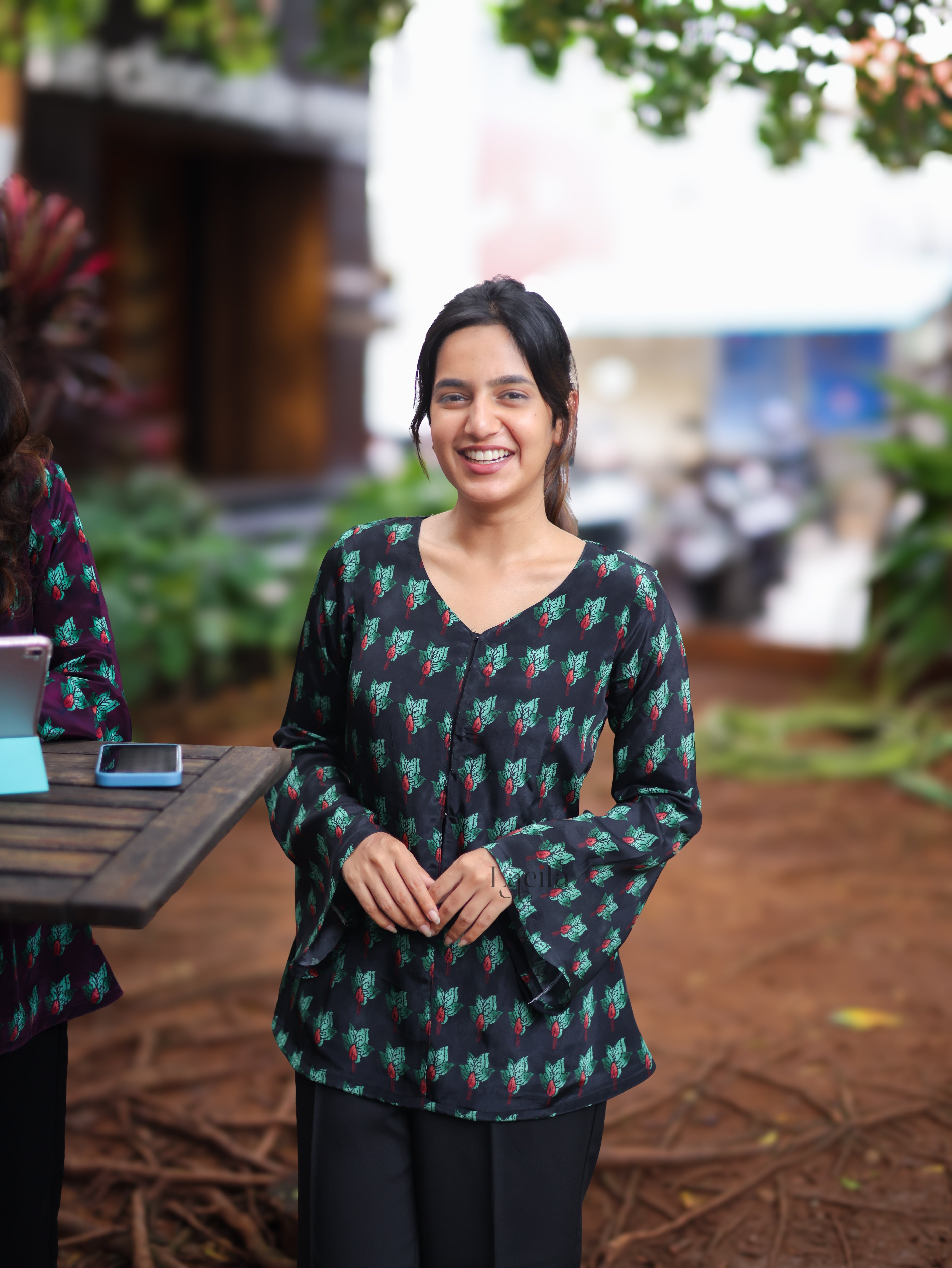 Black Crepe satin Top