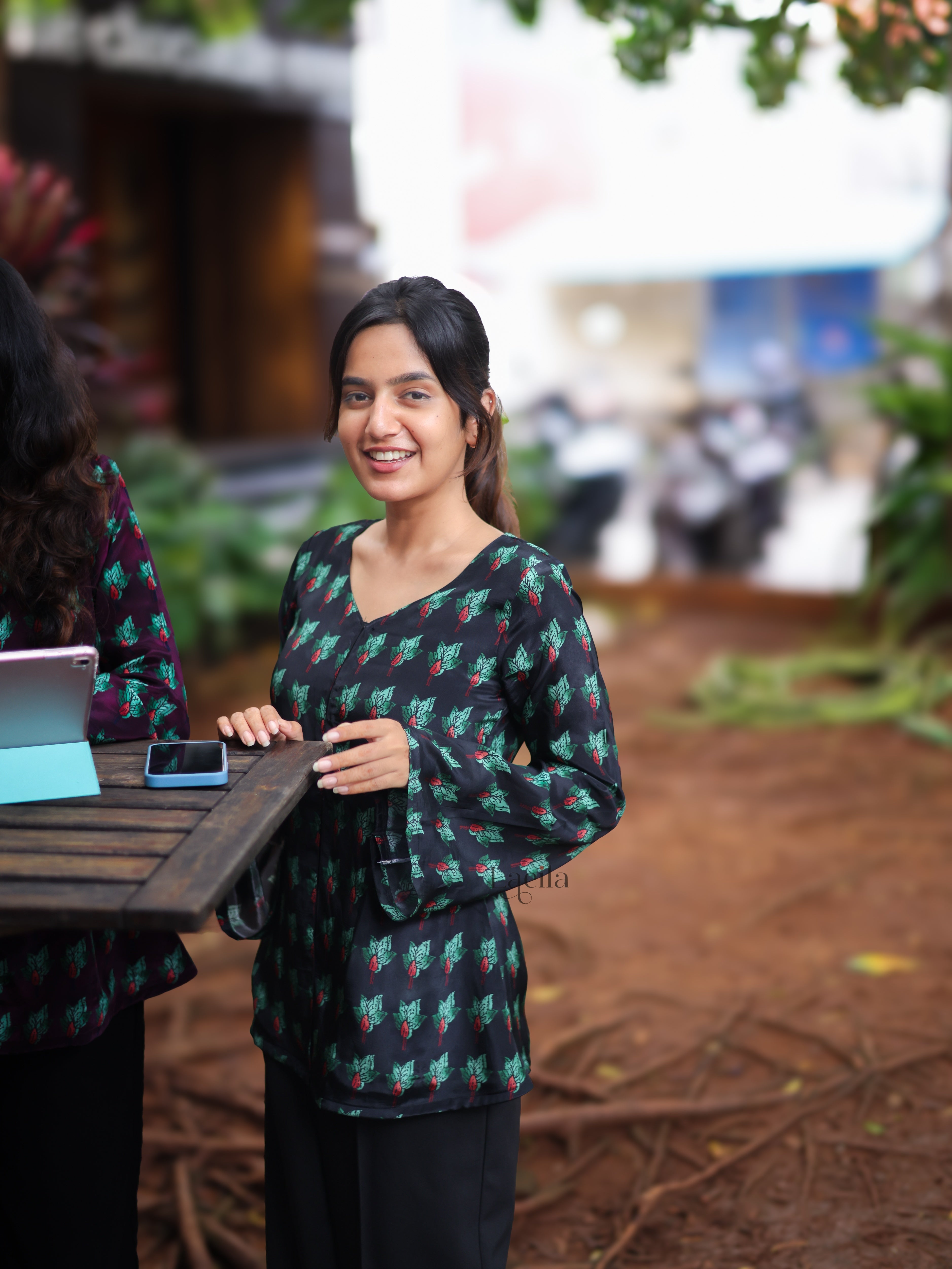Black Crepe satin Top