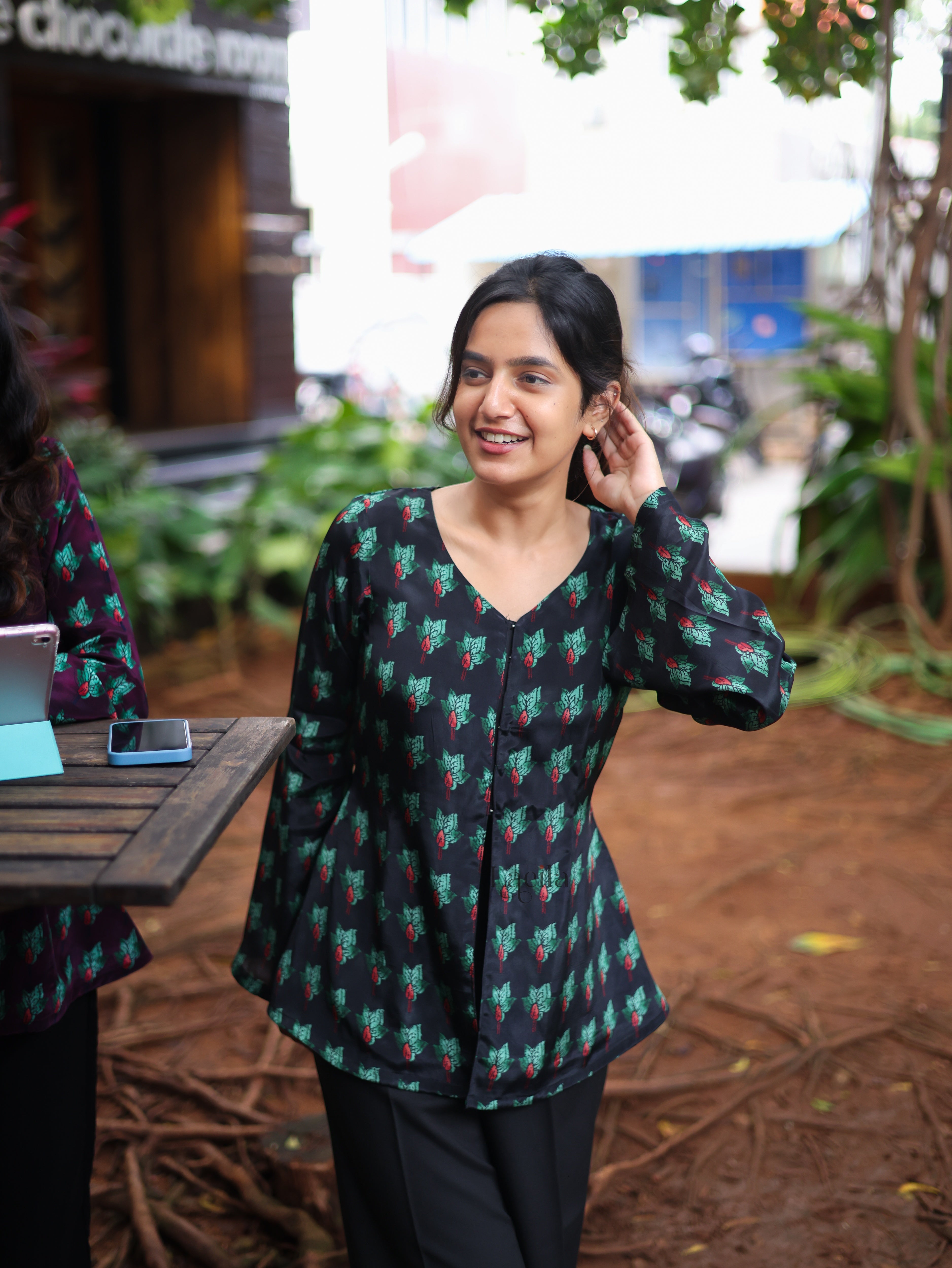 Black Crepe satin Top