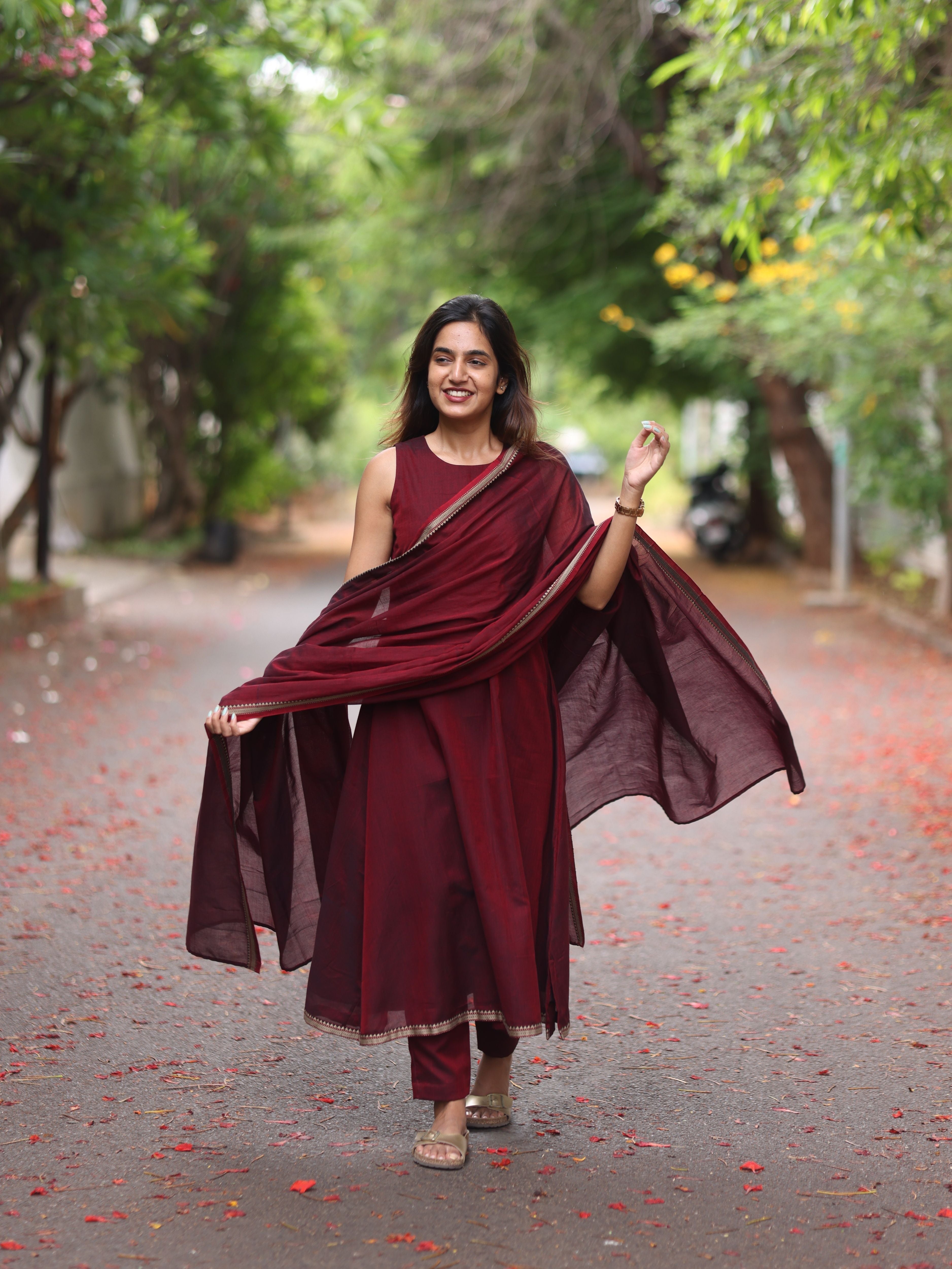 Maroon Malar Narayanpet Salwar Set (Pant / Bottom Only)