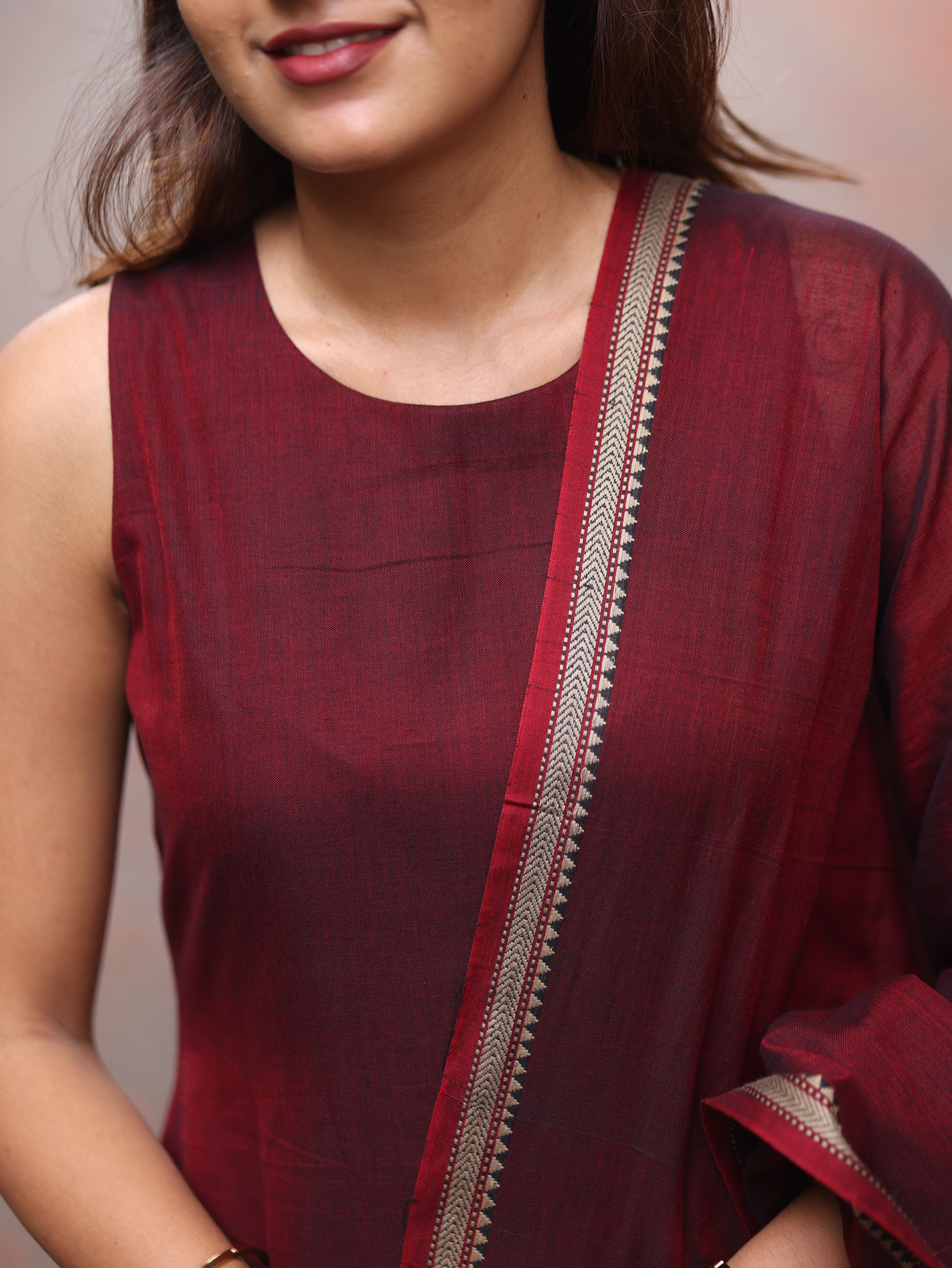 Maroon Malar Narayanpet Salwar Set (Pant / Bottom Only)