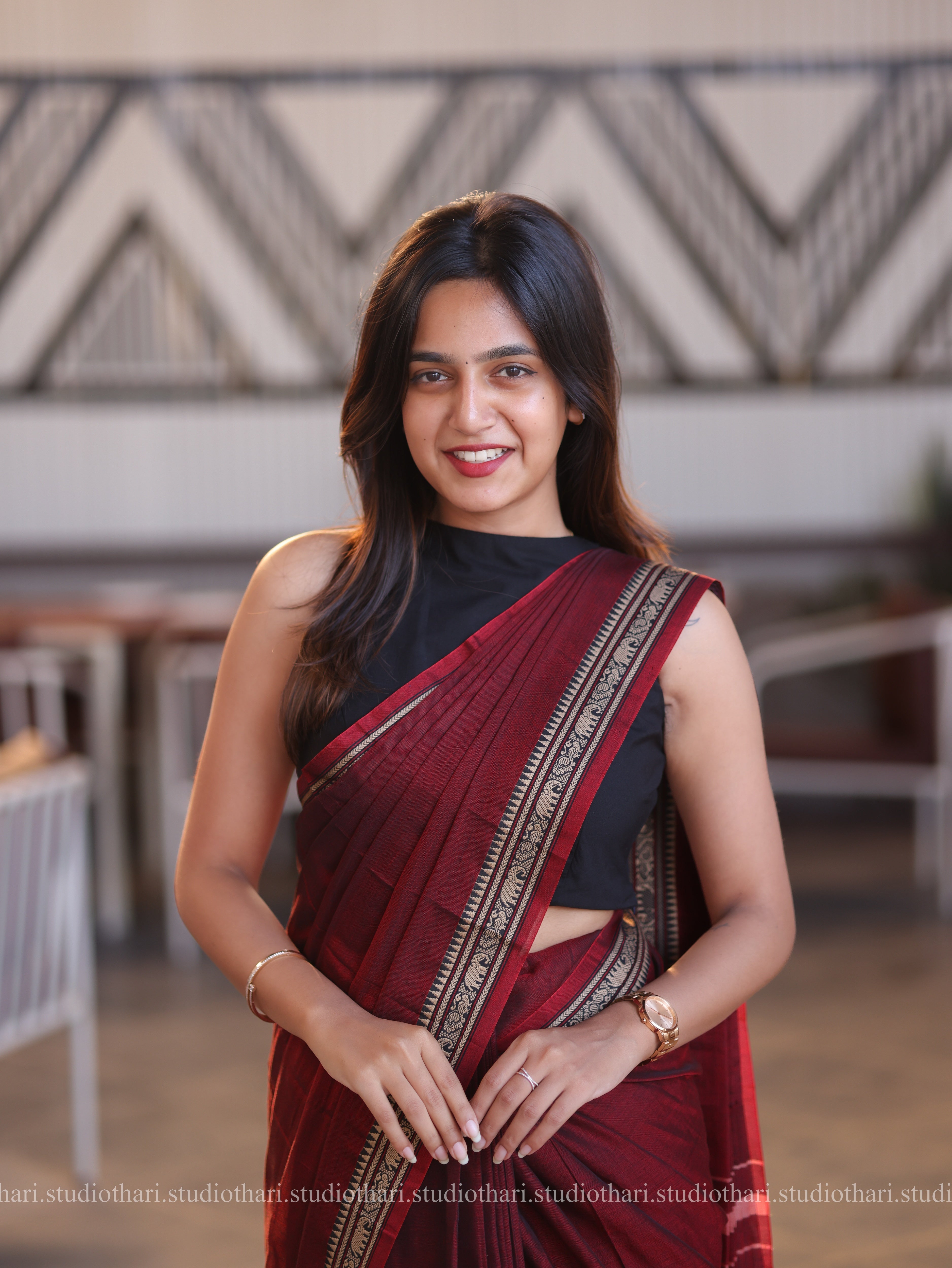 Maroon Pure cotton Narayanpet saree