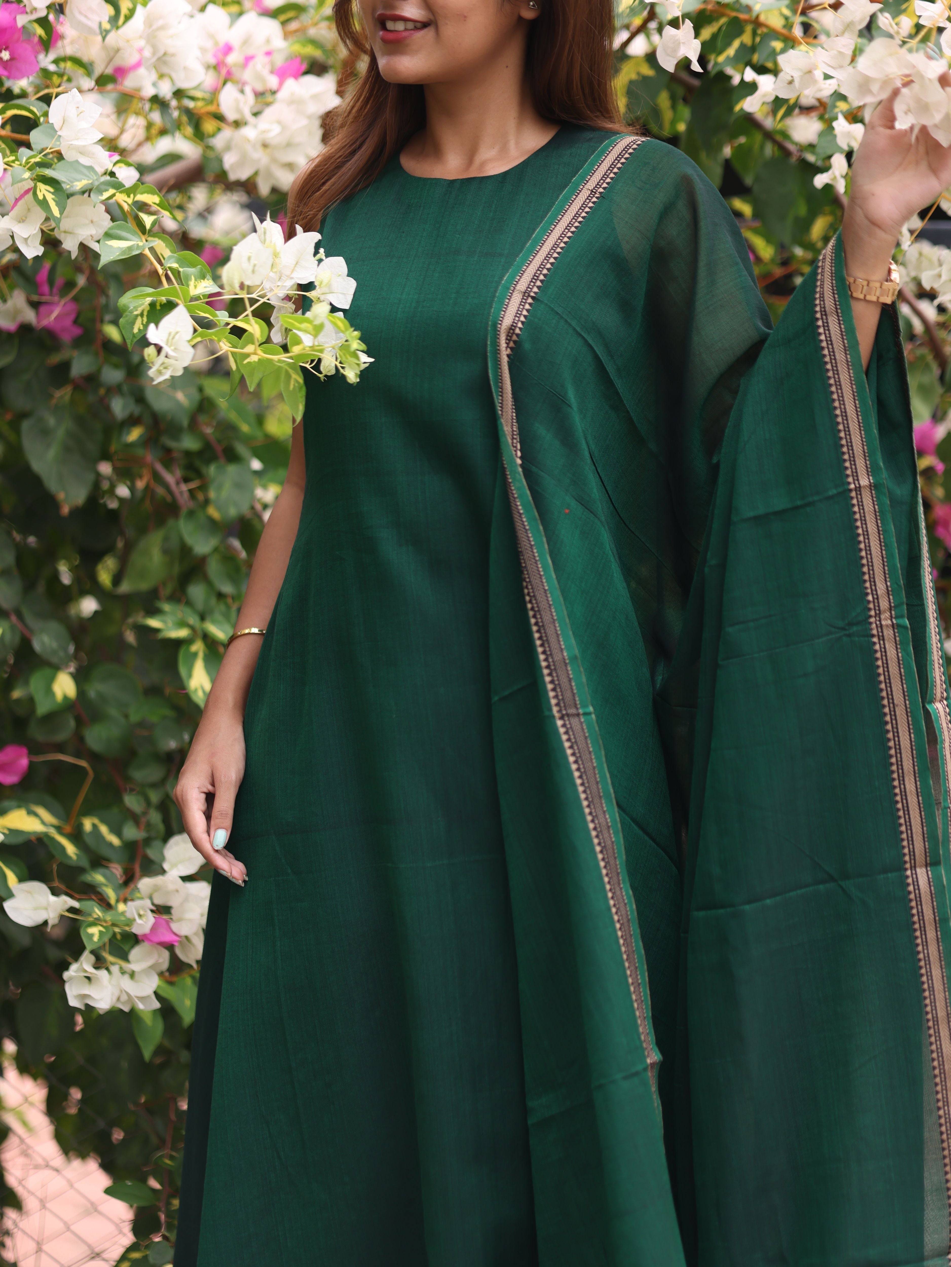 Green Malar Narayanpet Salwar Set (Pant / Bottom Only)