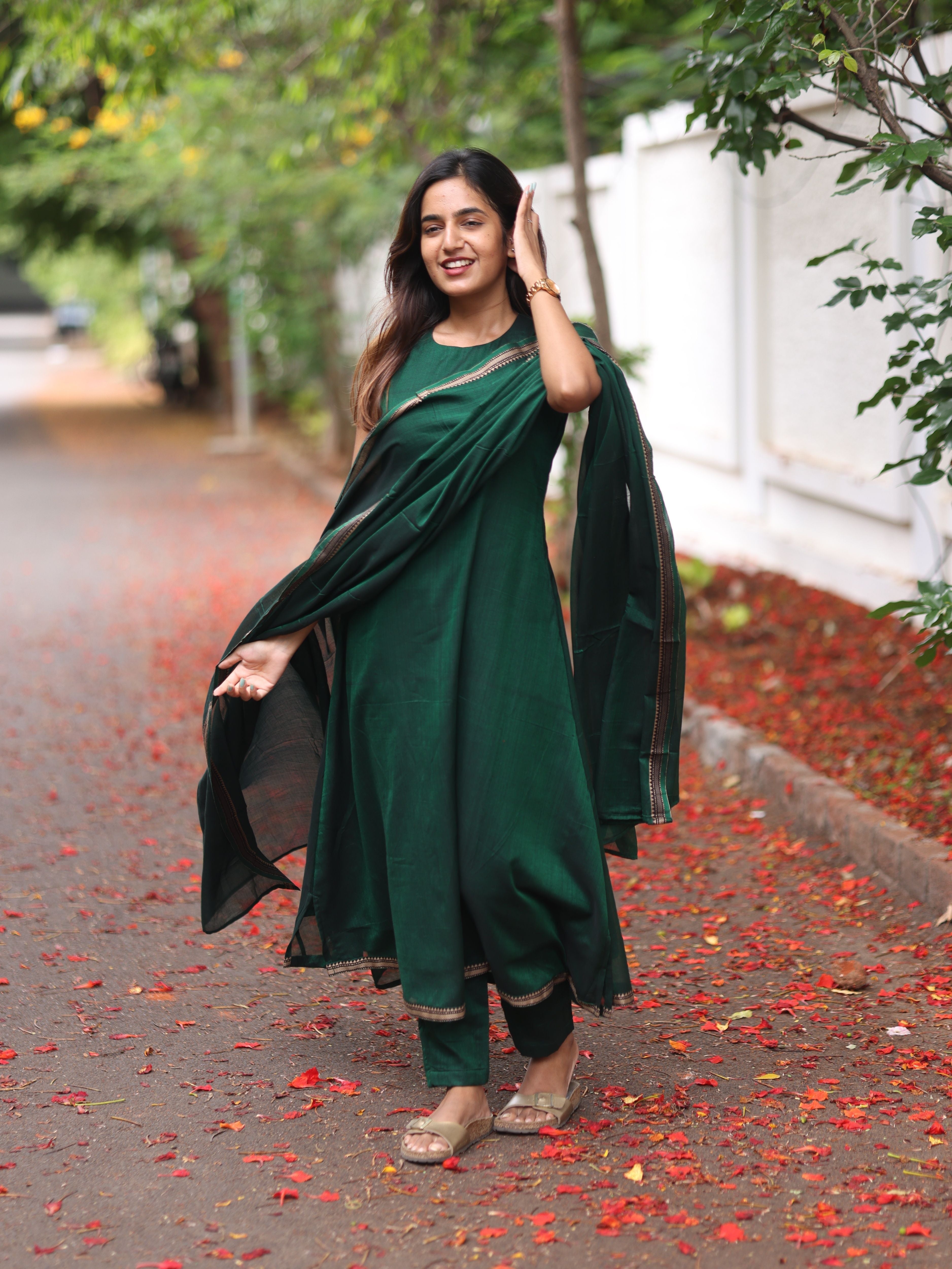 Green Malar Narayanpet Salwar Set (Pant / Bottom Only)