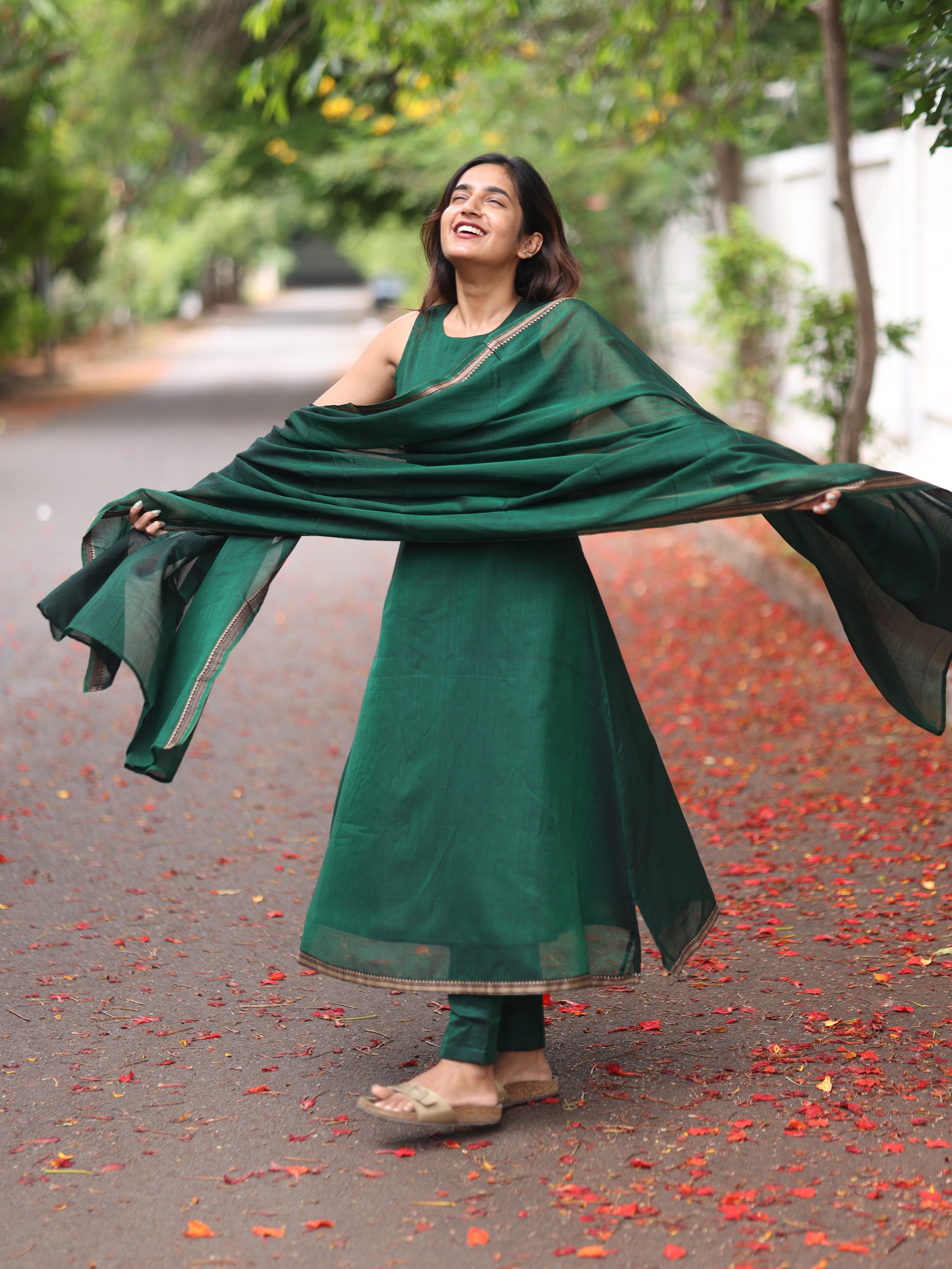 Green Malar Narayanpet Salwar Set (Pant / Bottom Only)