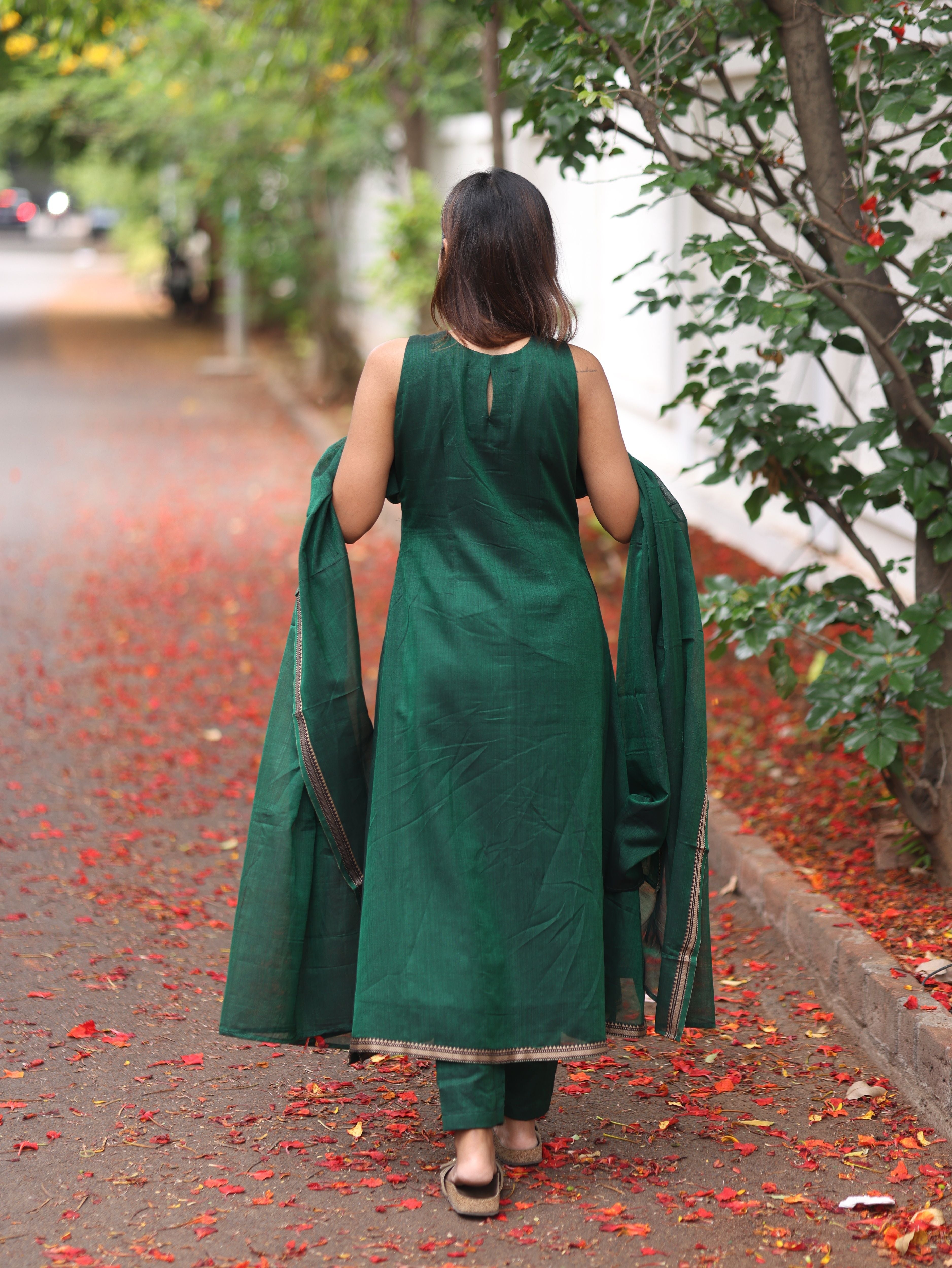 Green Malar Narayanpet Salwar Set (Pant / Bottom Only)