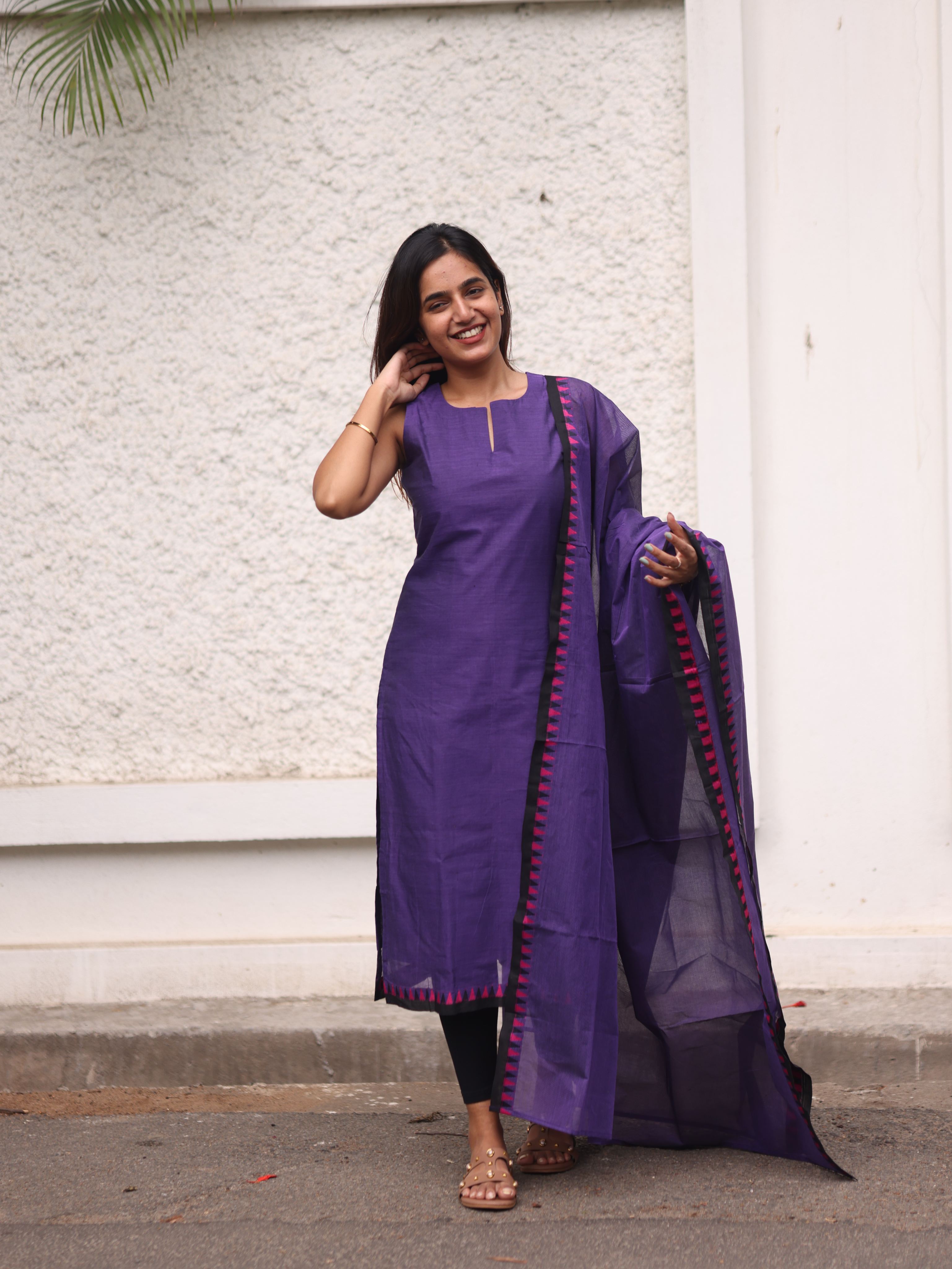 Violet kanchi cotton top and dupatta