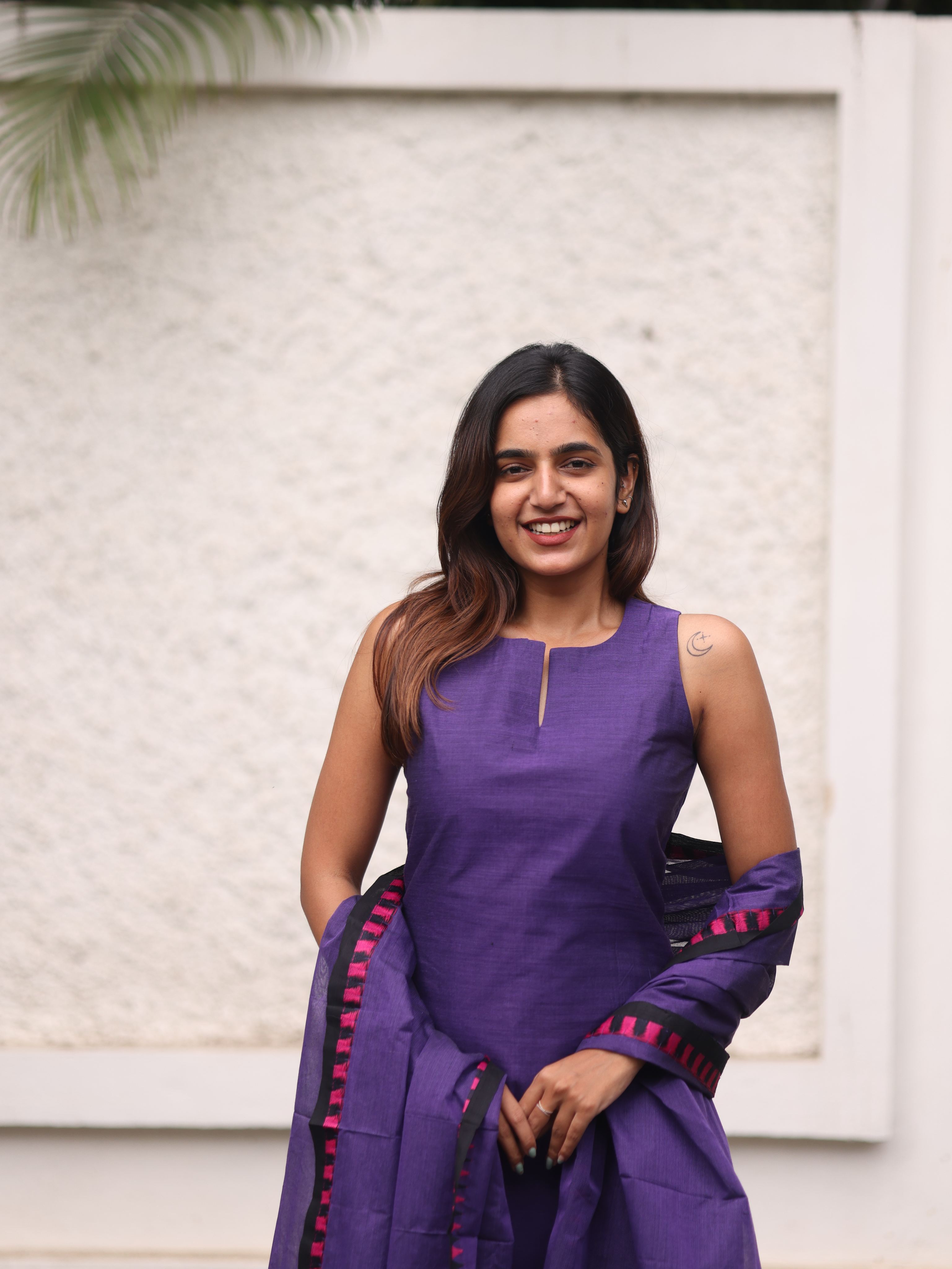 Violet kanchi cotton top and dupatta