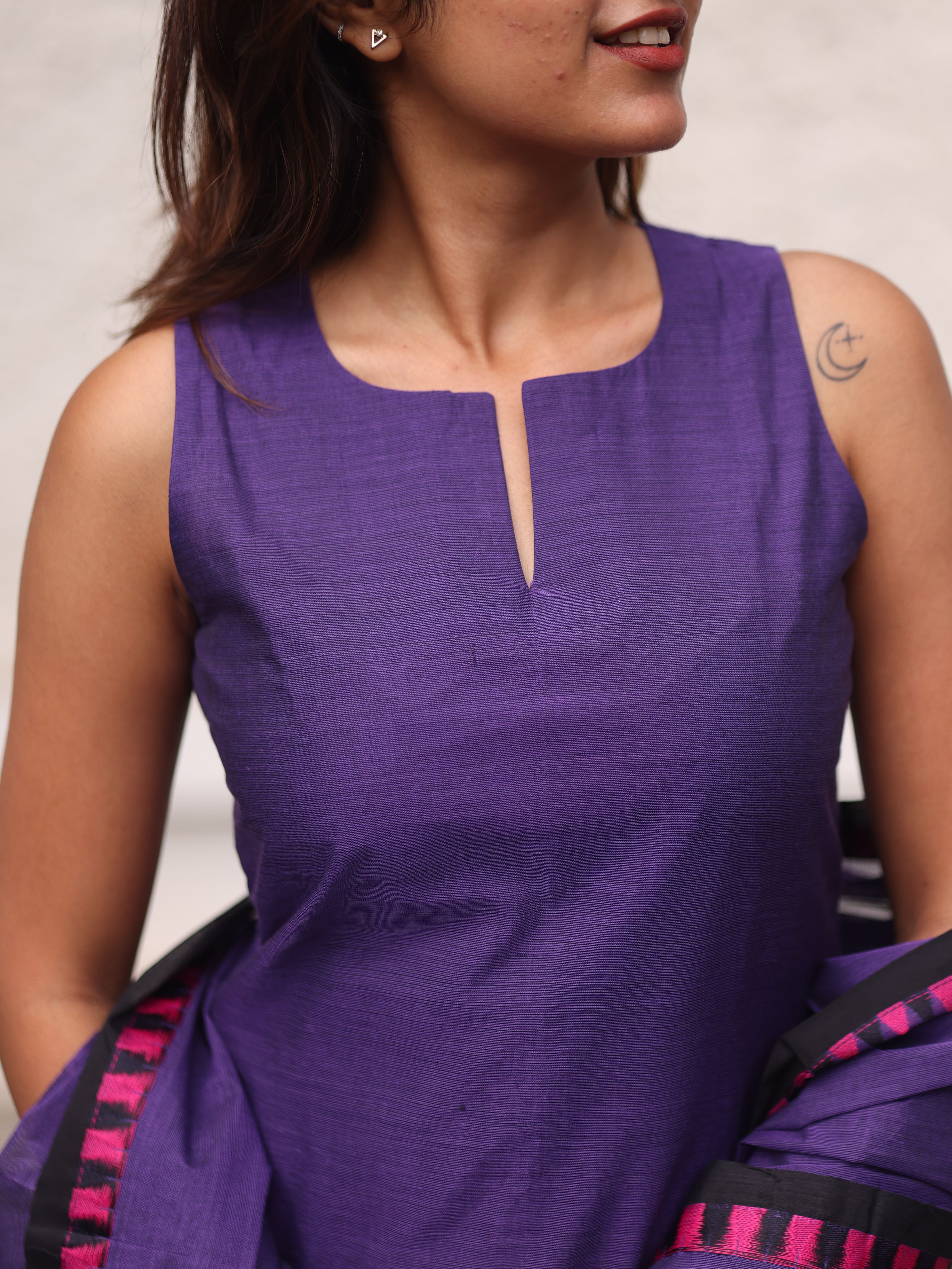 Violet kanchi cotton top and dupatta