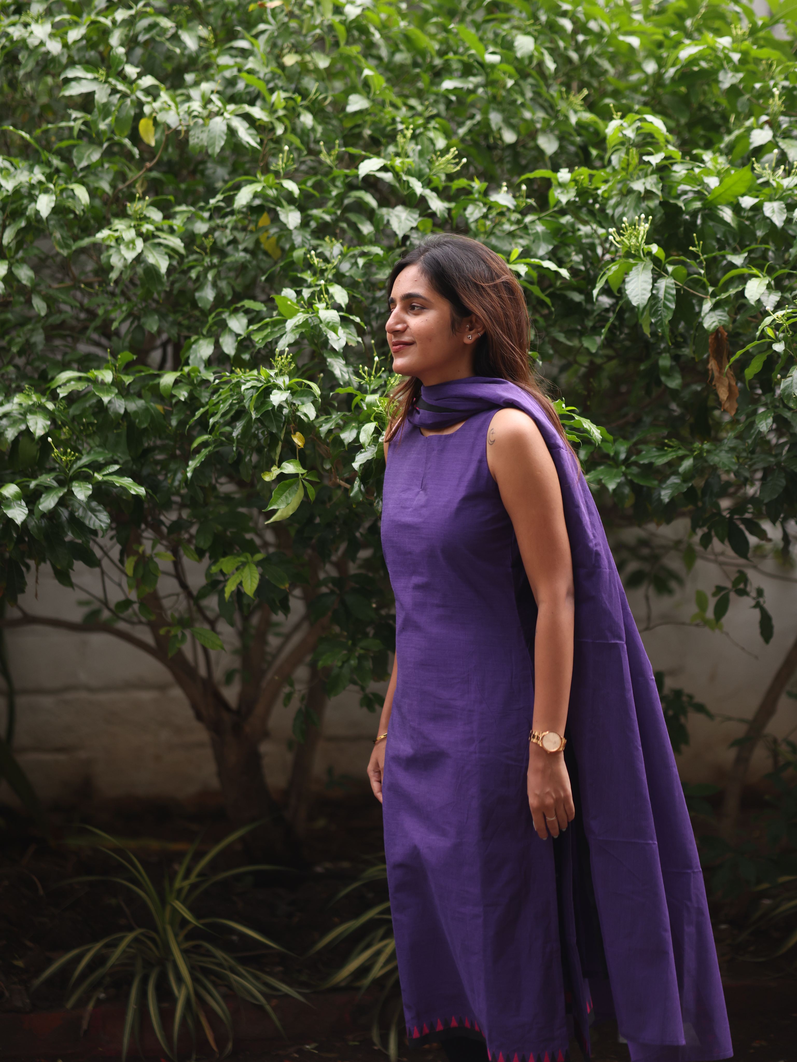 Violet kanchi cotton top and dupatta
