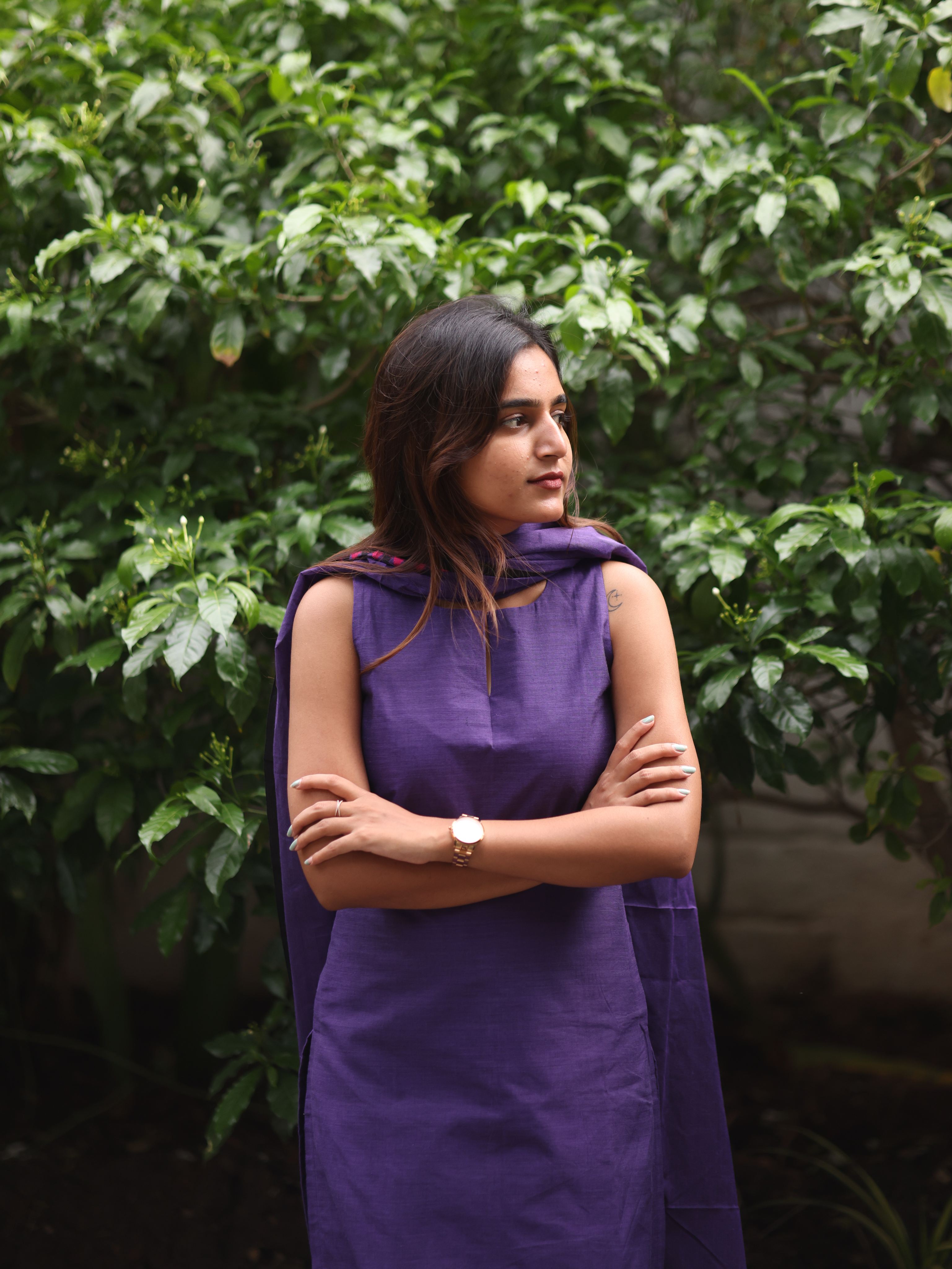Violet kanchi cotton top and dupatta