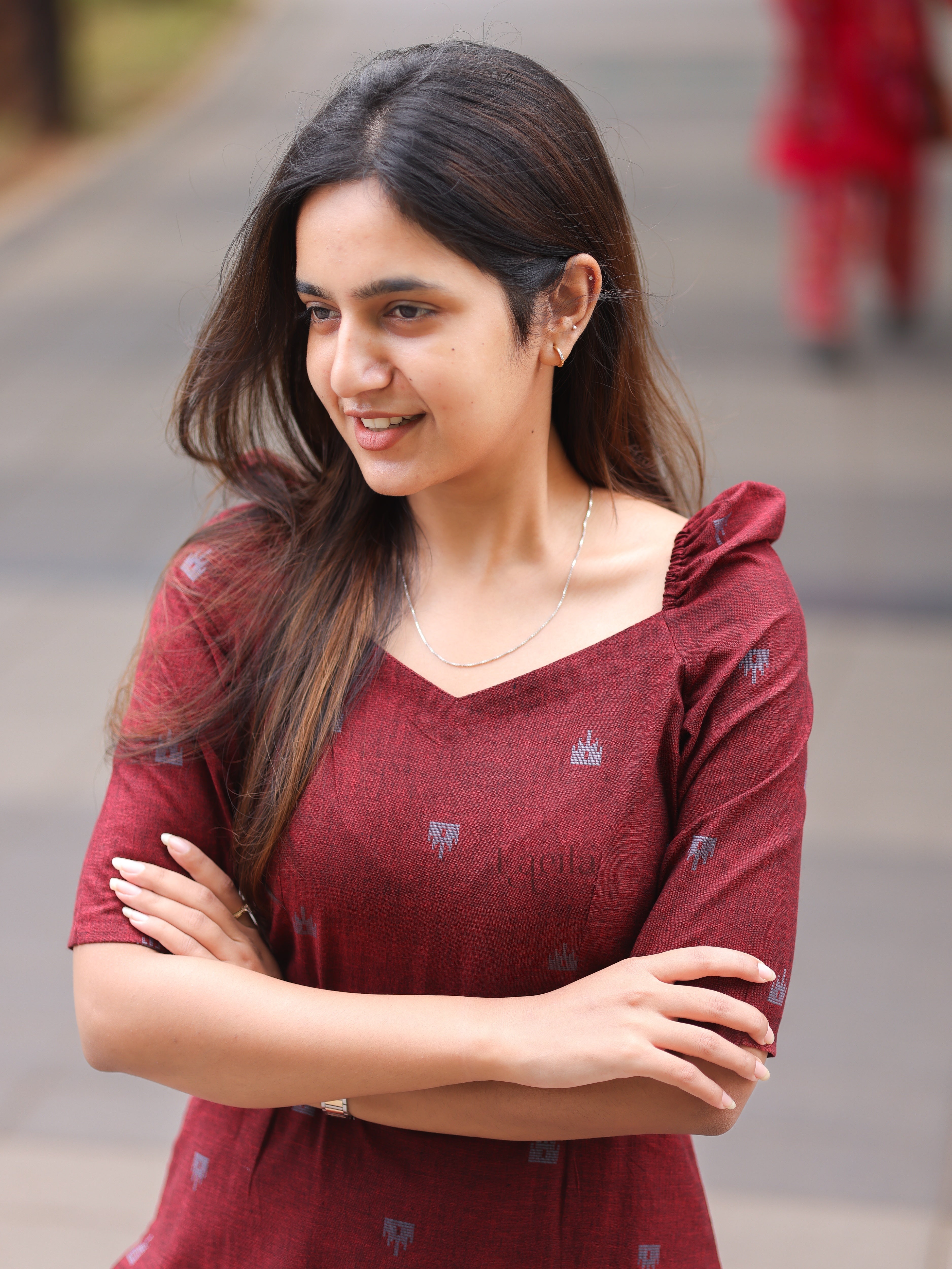 Maroon cotton Top & Bottom Set