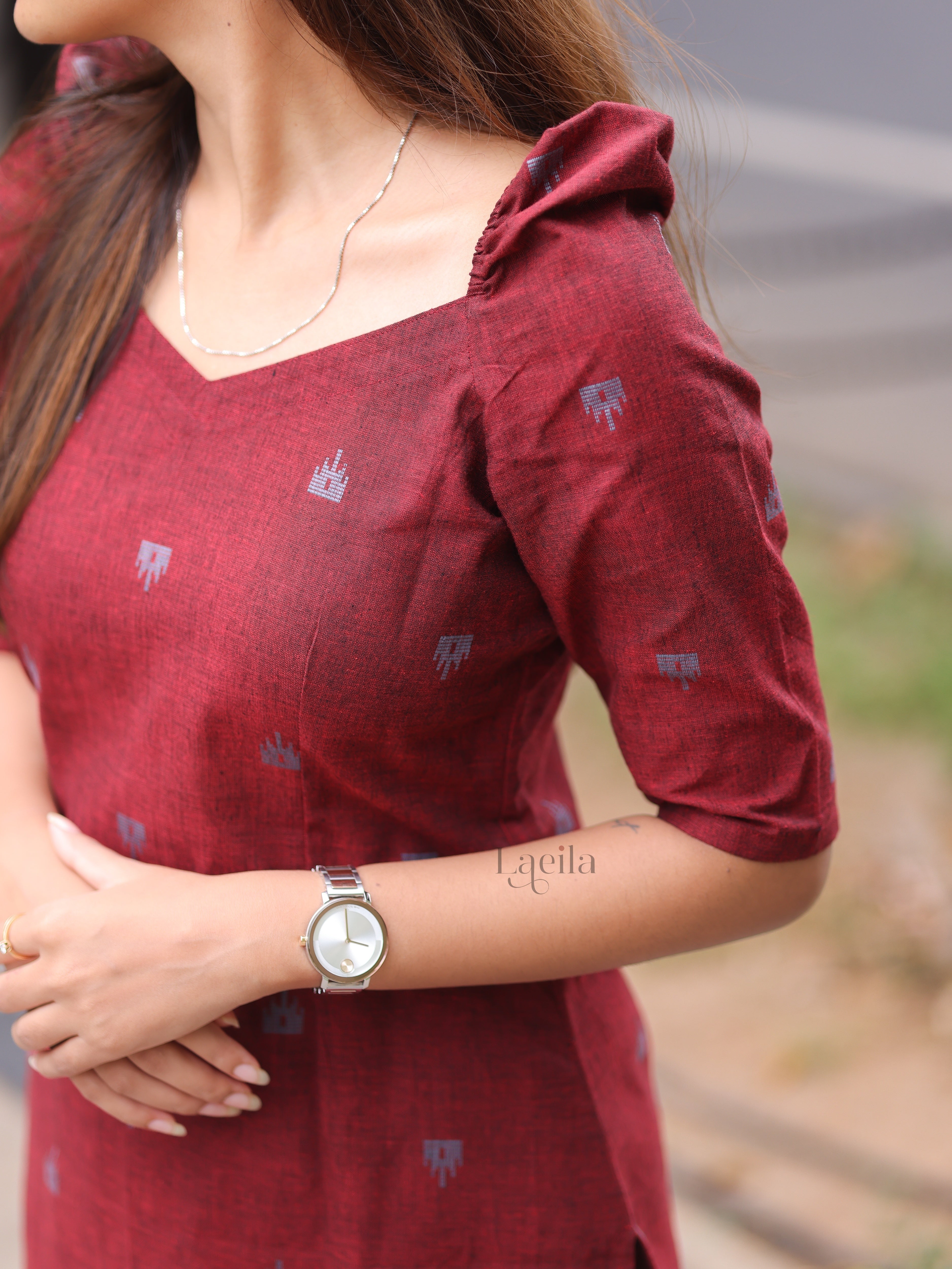 Maroon cotton Top & Bottom Set