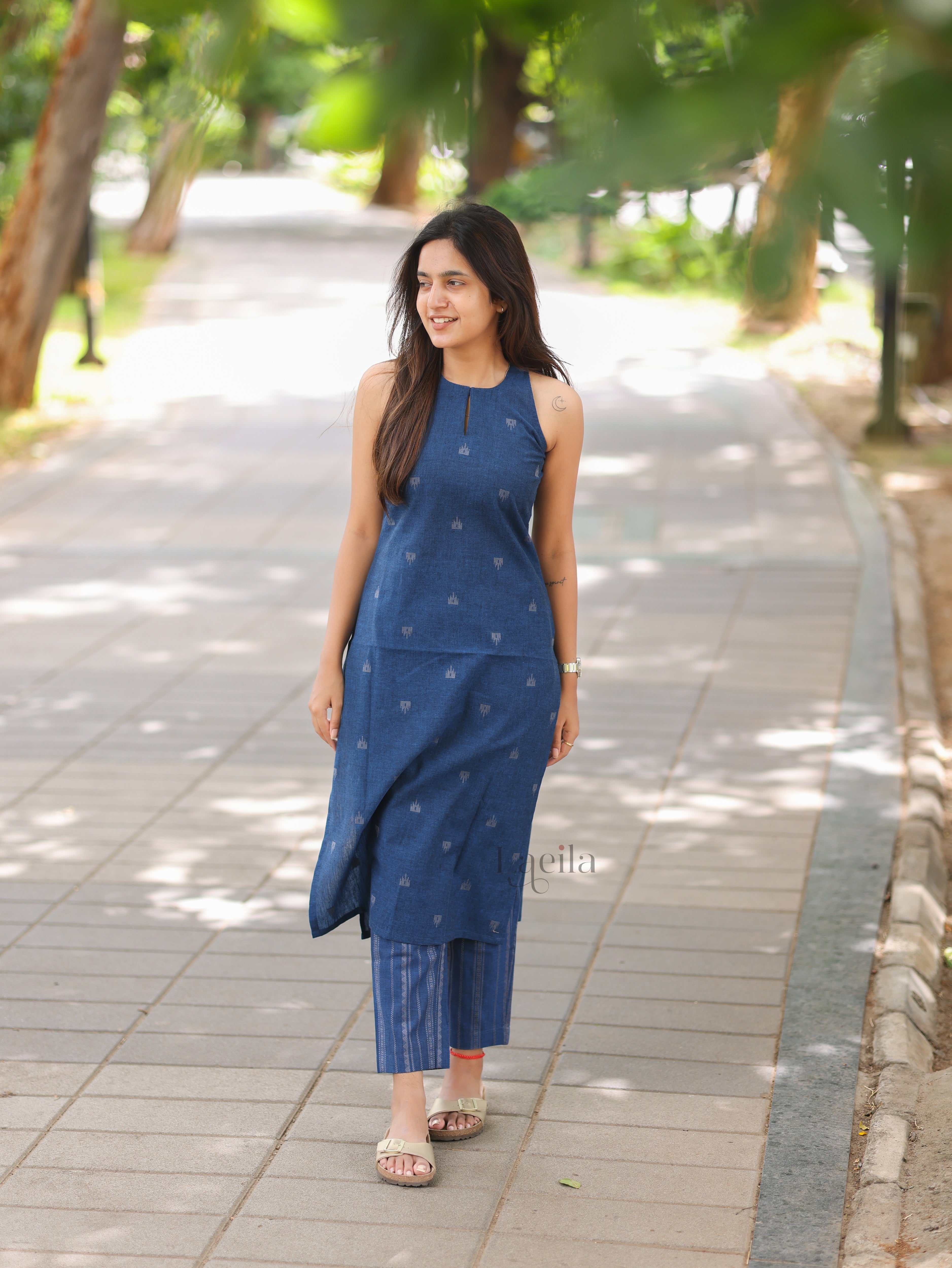 Blue Cotton Top & Bottom Set