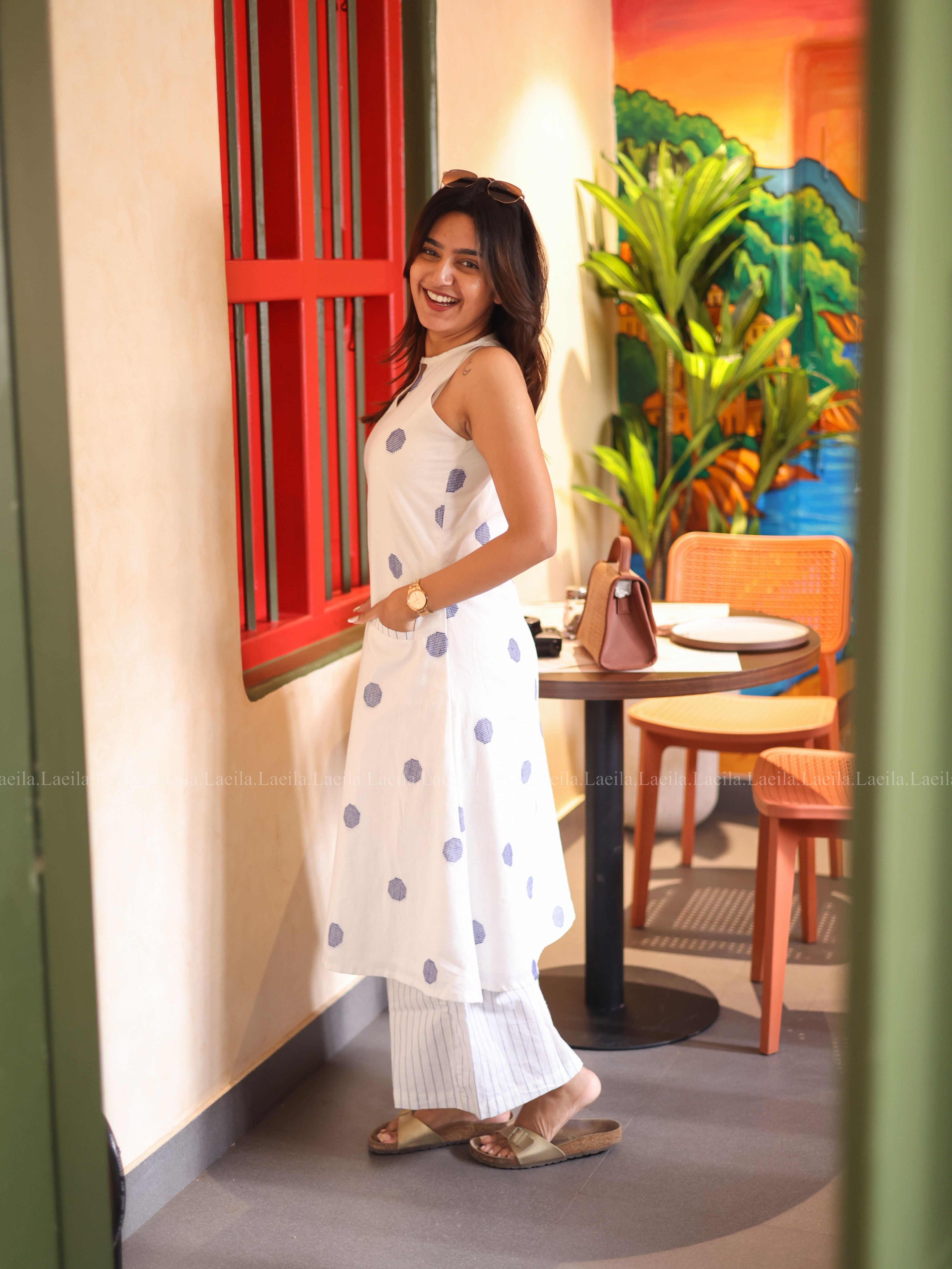 White Polka Handloom Meera Set