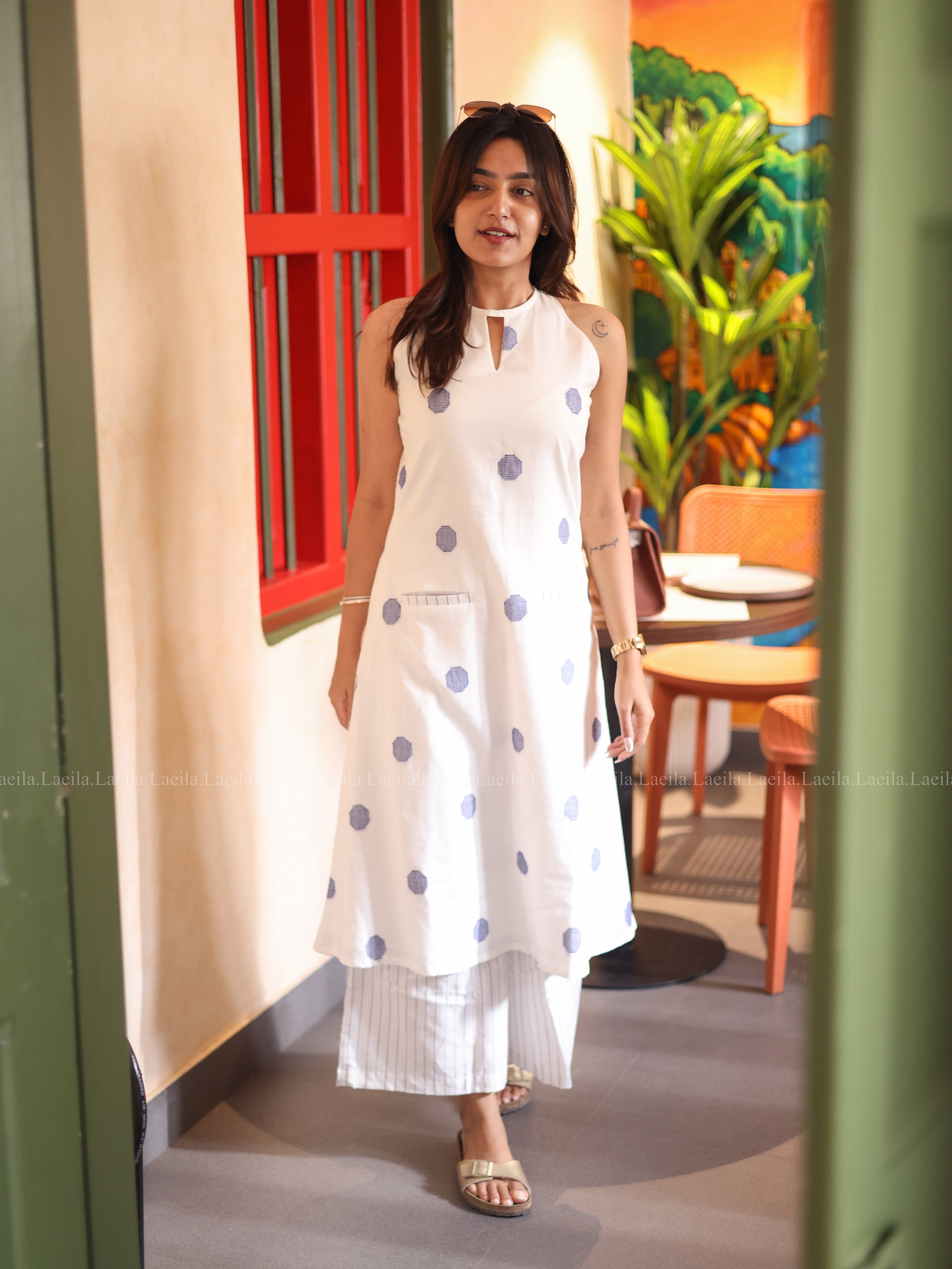 White Polka Handloom Meera Set