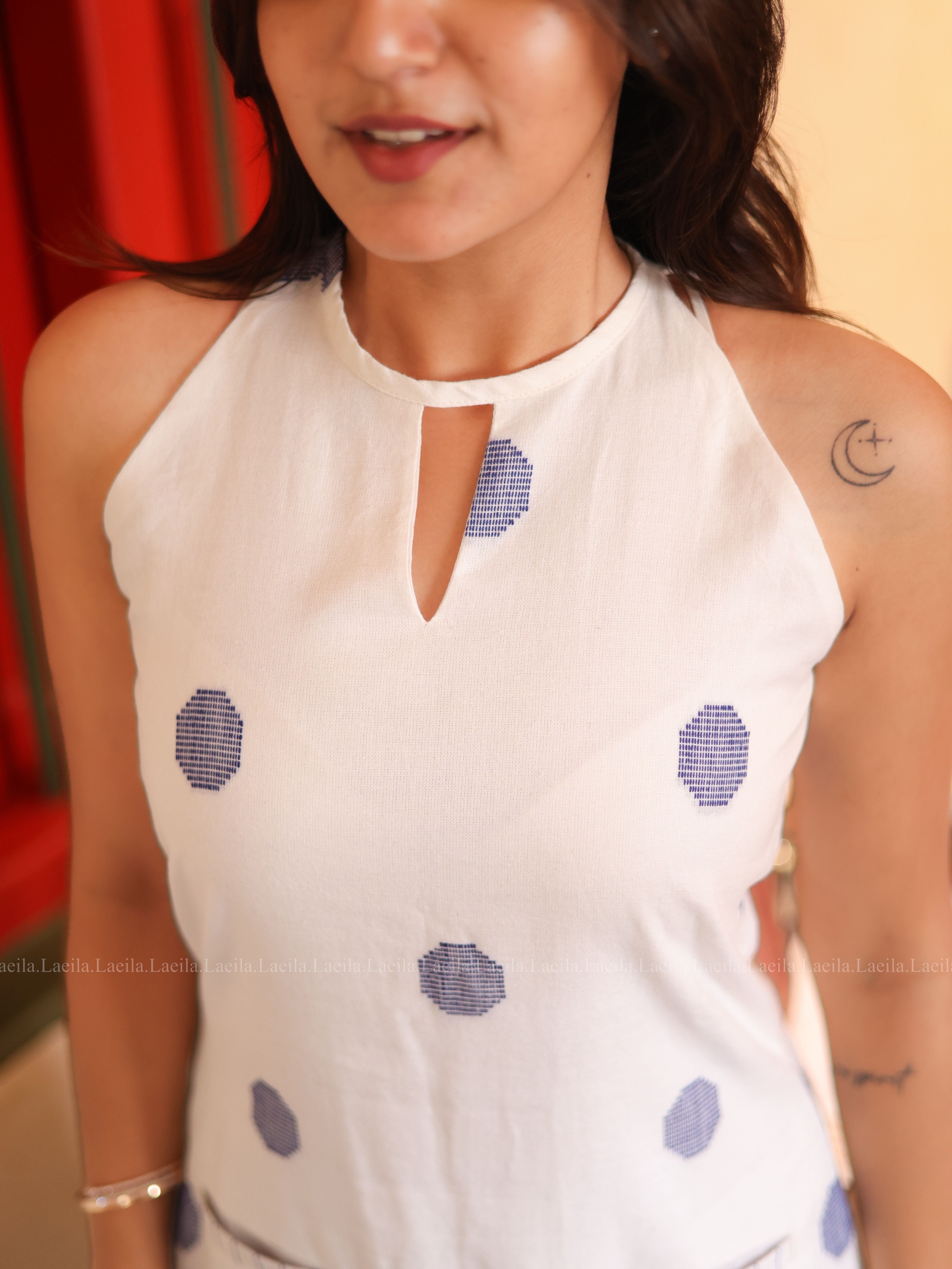 White Polka Handloom Meera Set