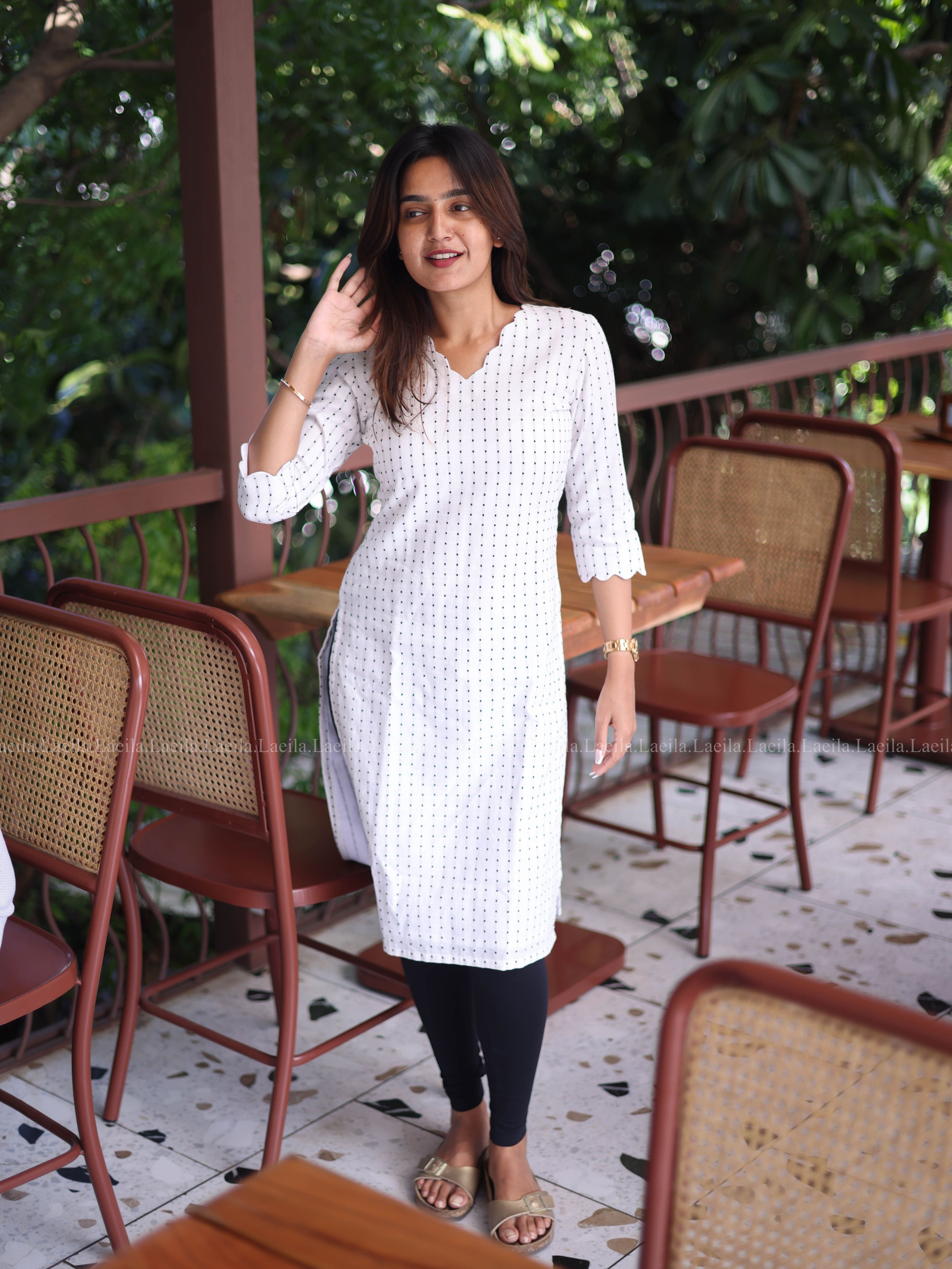 White Dots Handloom Cotton Top