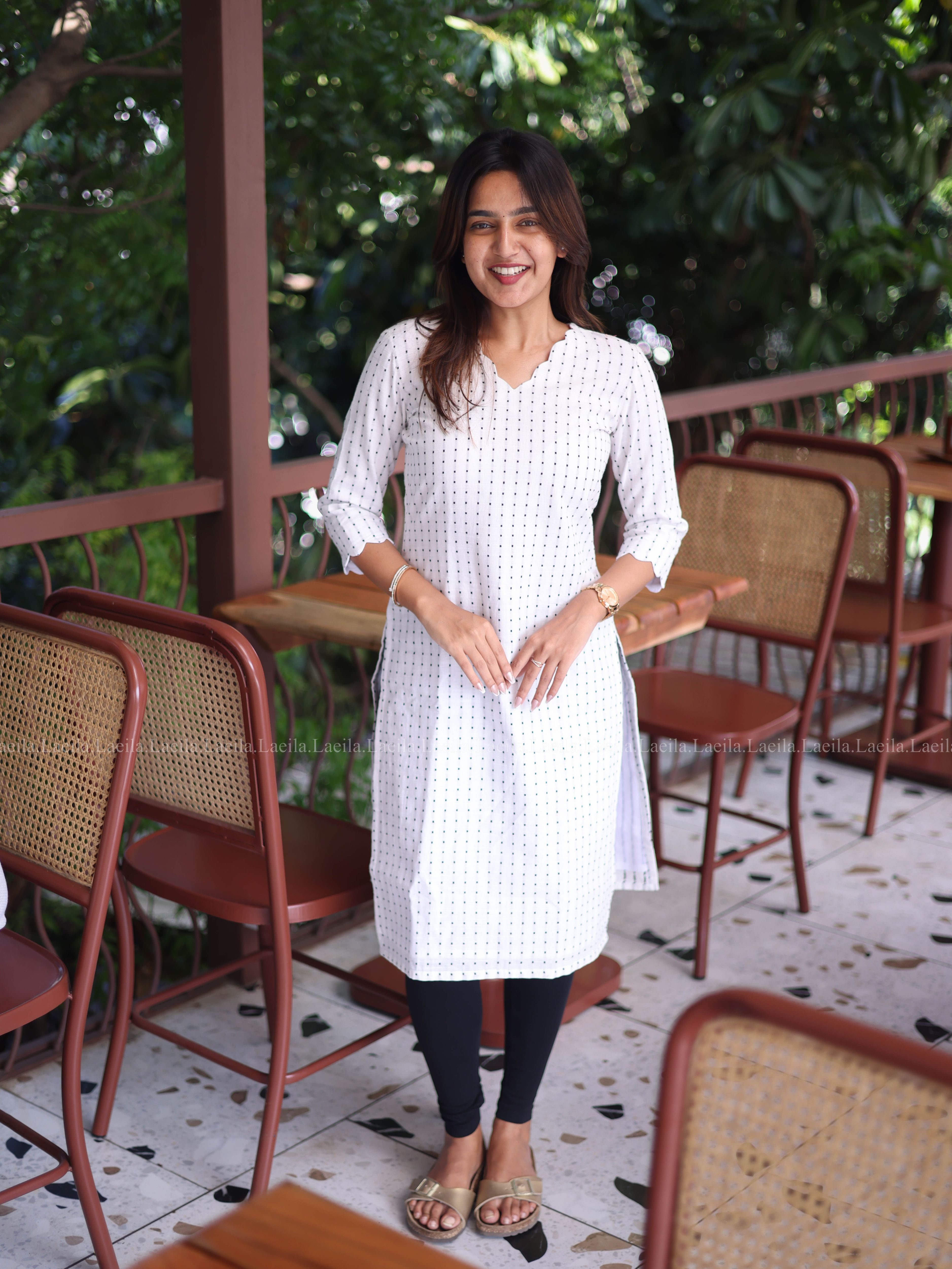 White Dots Handloom Cotton Top