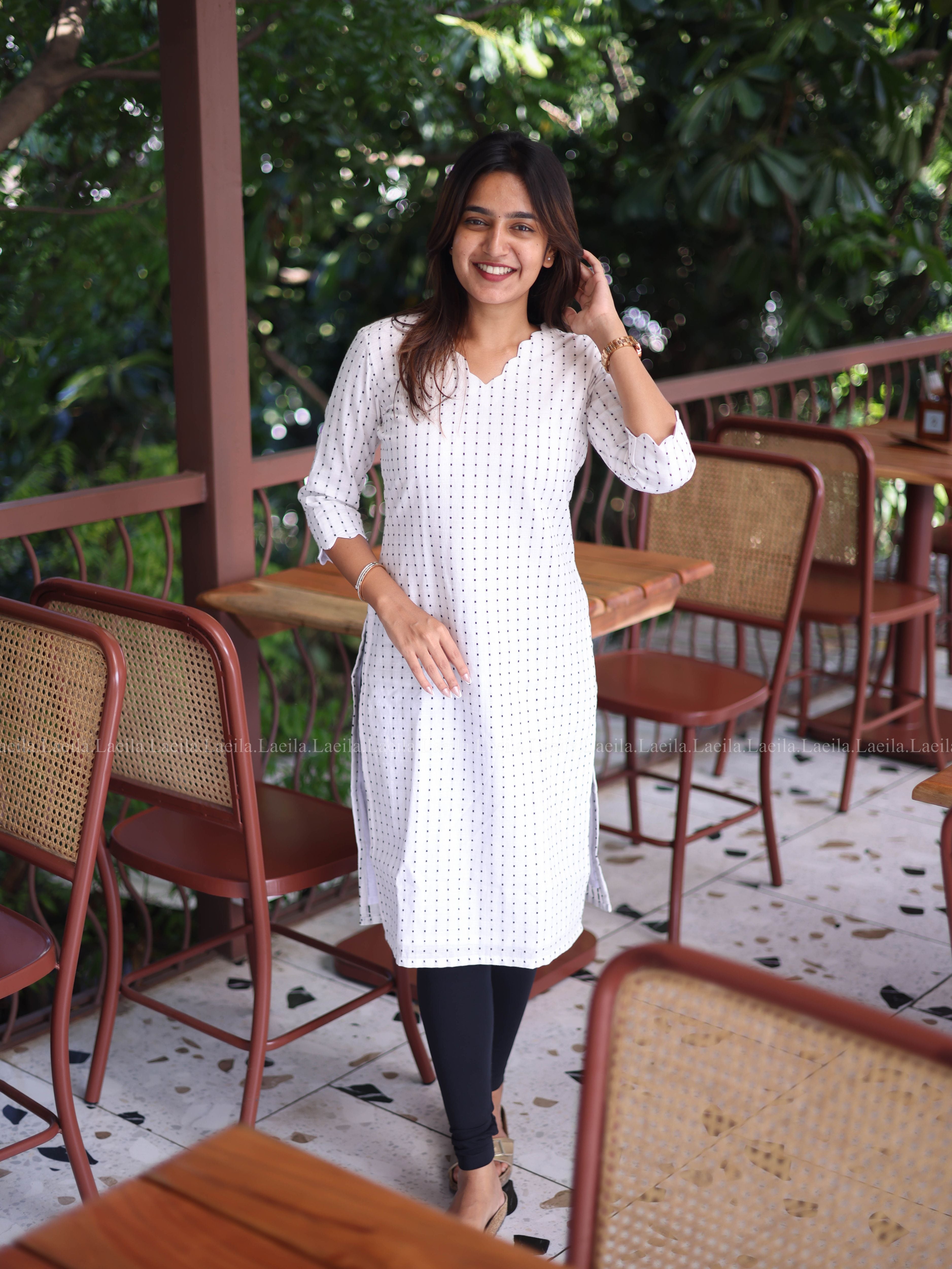 White Dots Handloom Cotton Top