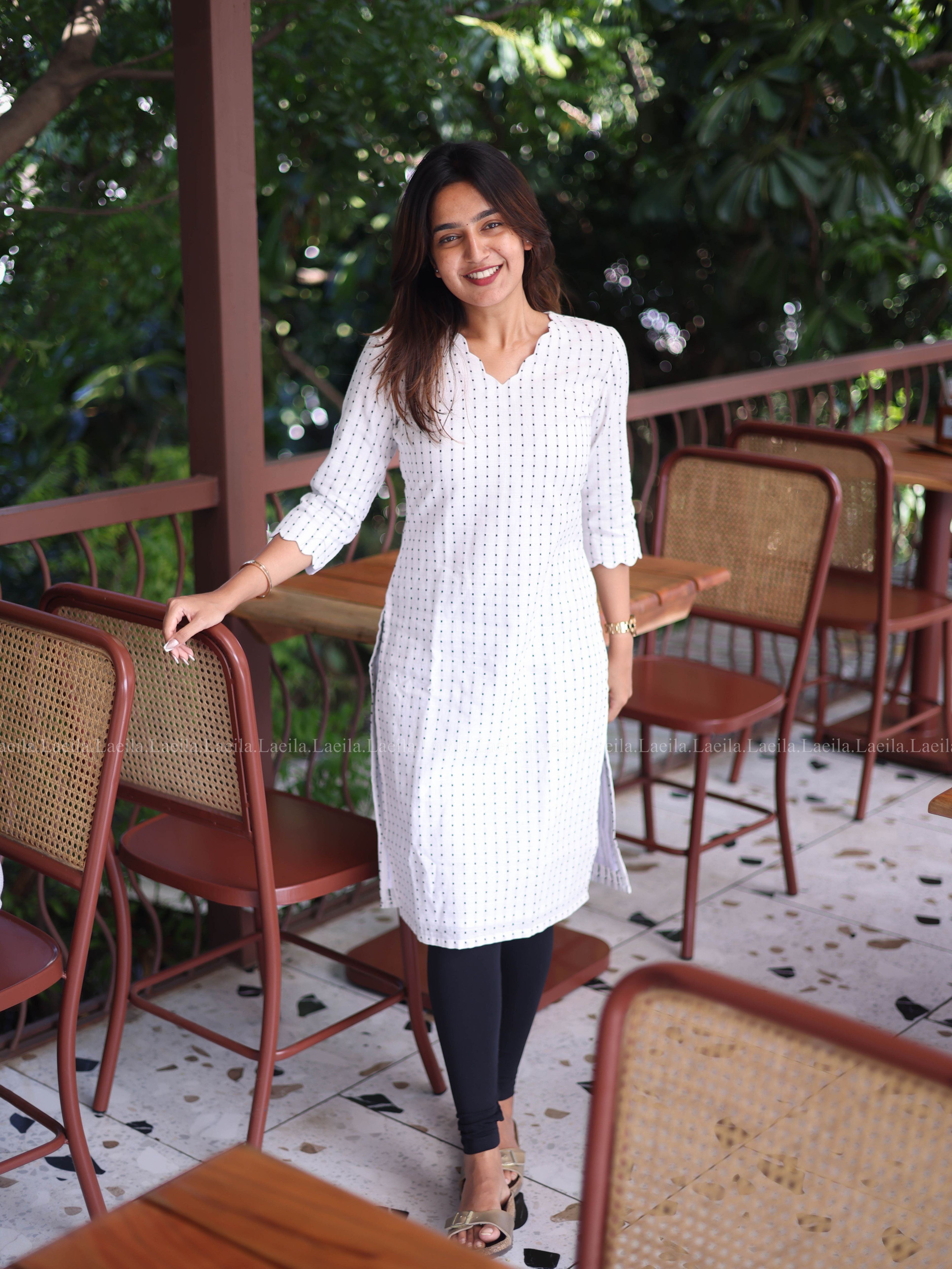 White Dots Handloom Cotton Top
