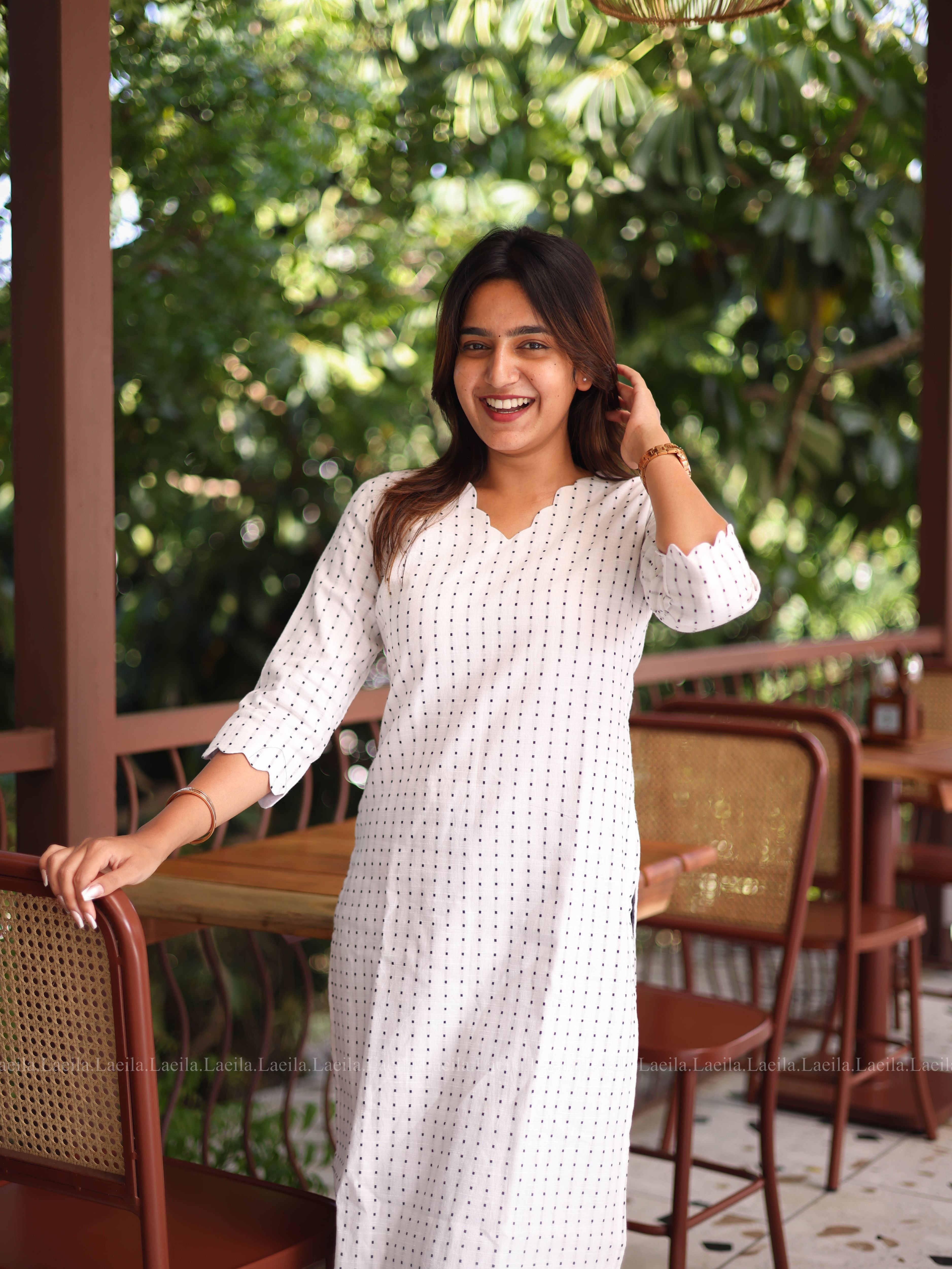 White Dots Handloom Cotton Top