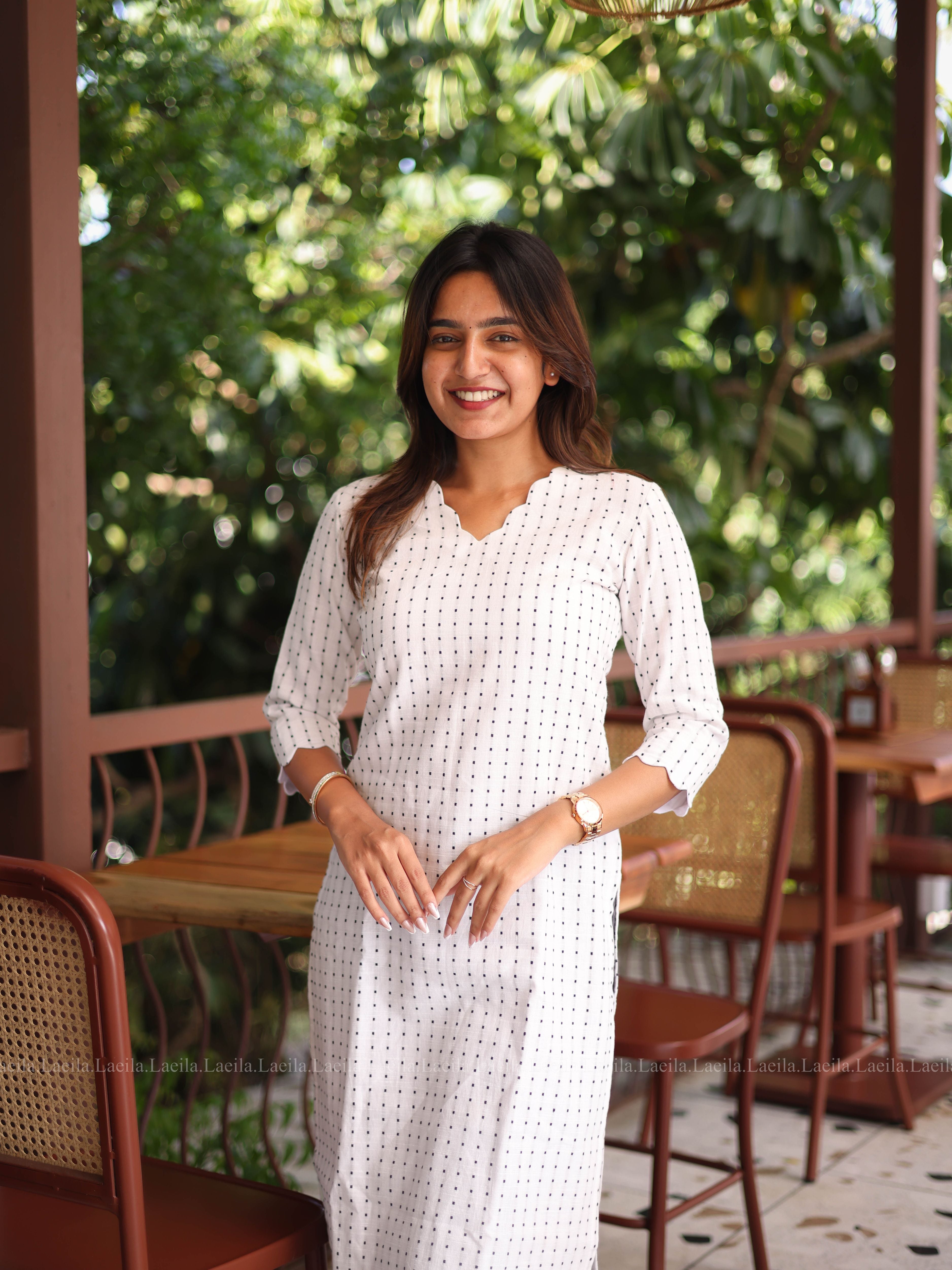 White Dots Handloom Cotton Top