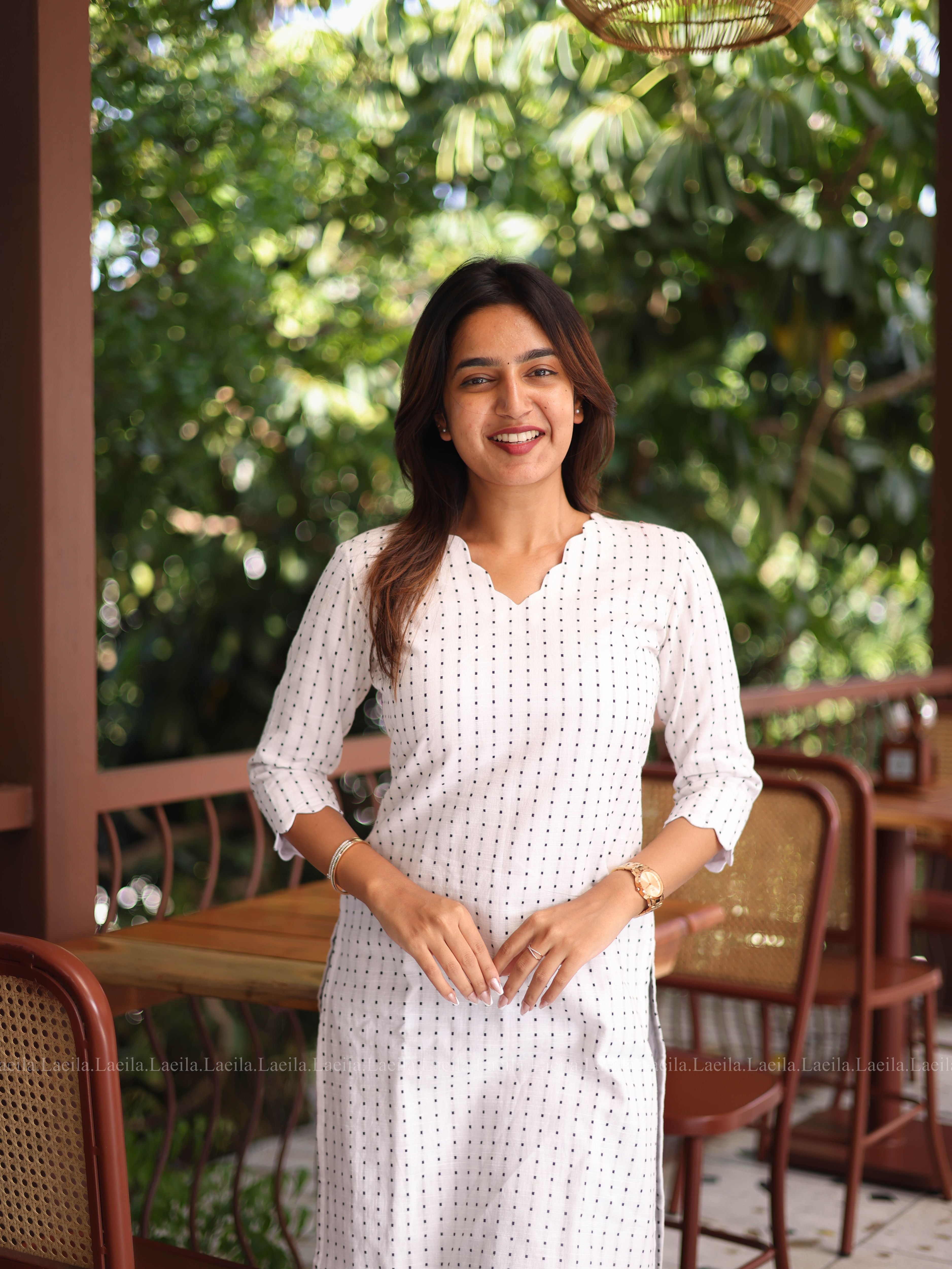 White Dots Handloom Cotton Top