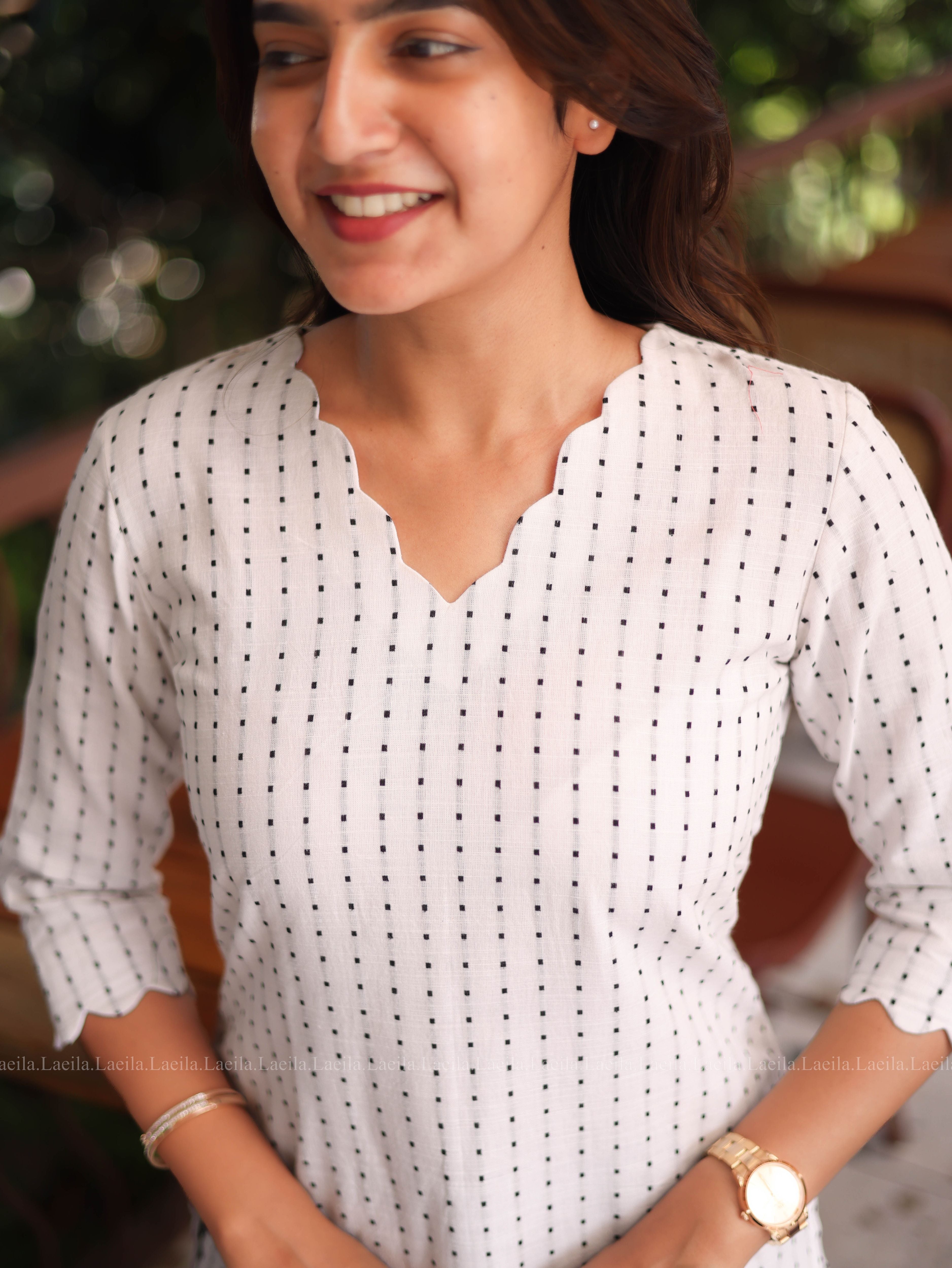 White Dots Handloom Cotton Top