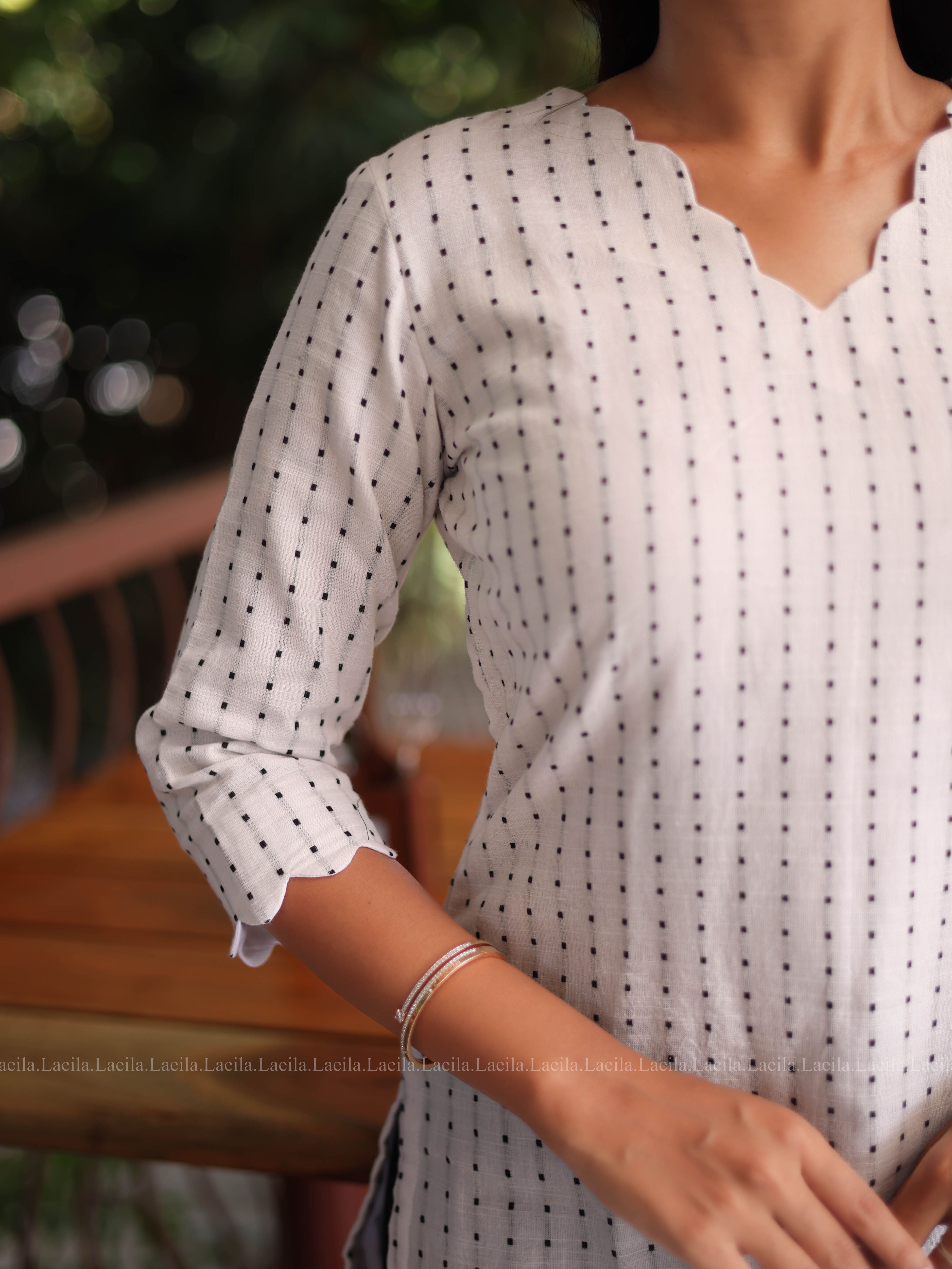 White Dots Handloom Cotton Top