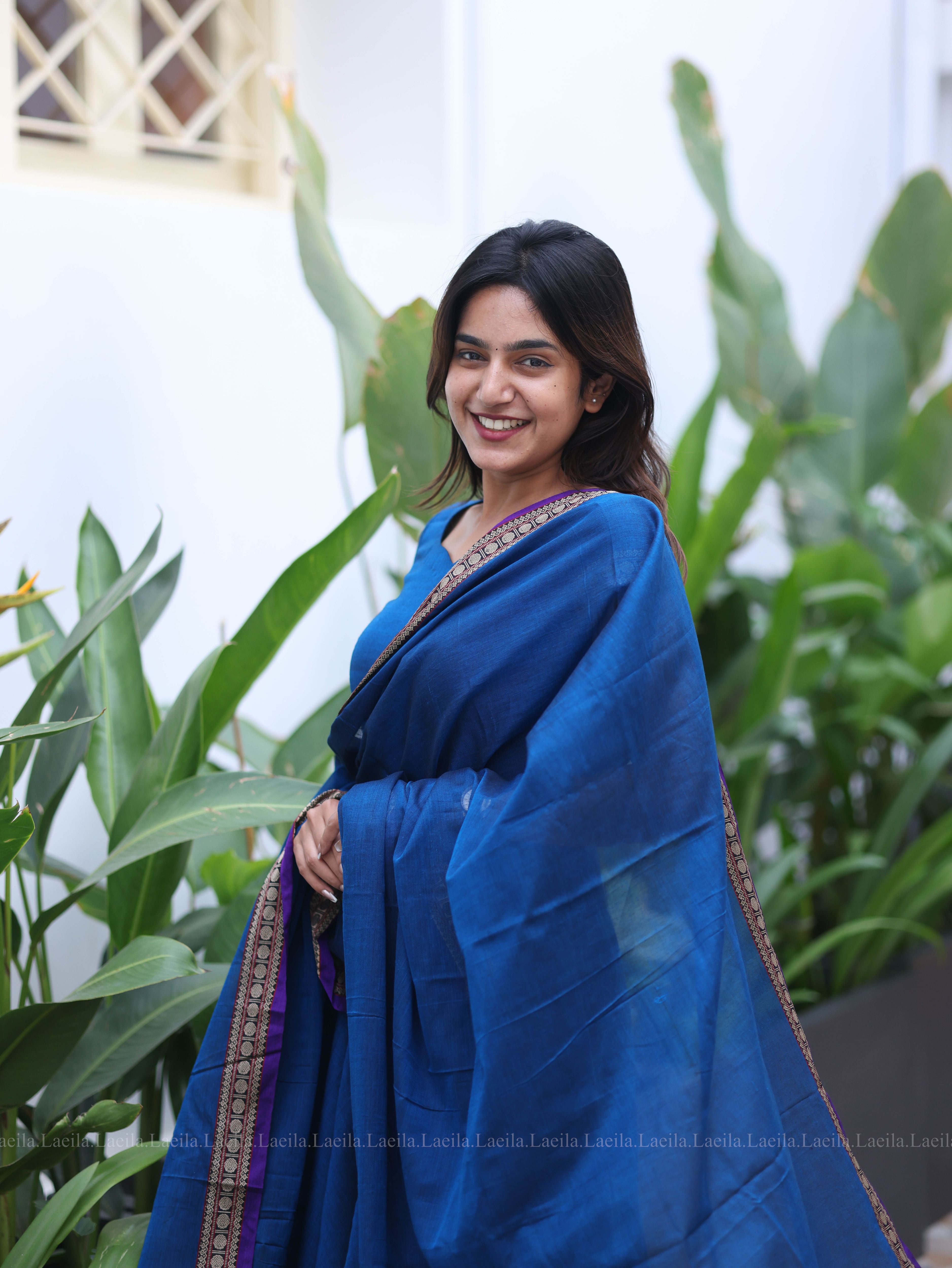 Blue Malar Narayanpet Anarkali Top & Dupatta