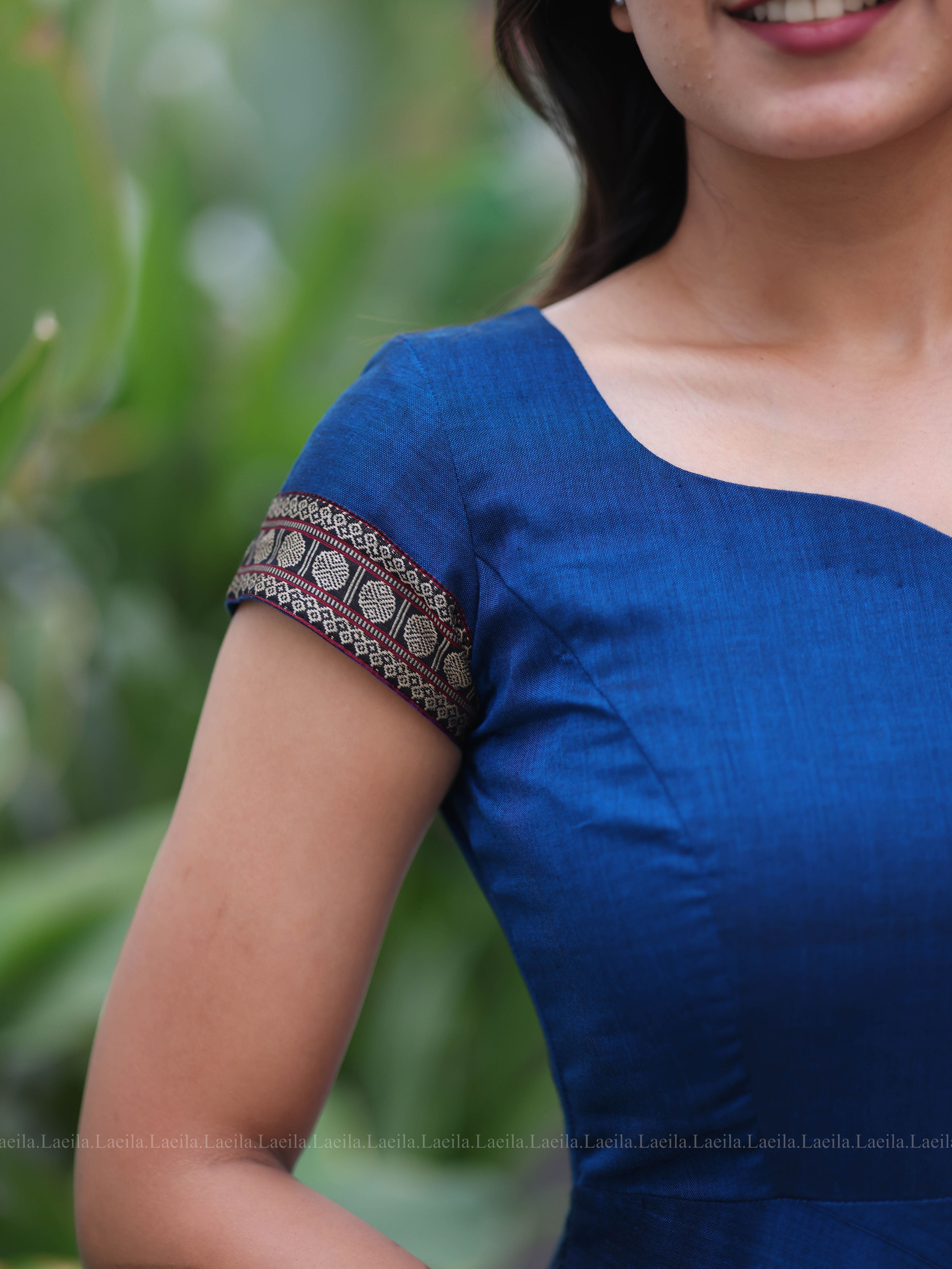 Blue Malar Narayanpet Anarkali Top & Dupatta