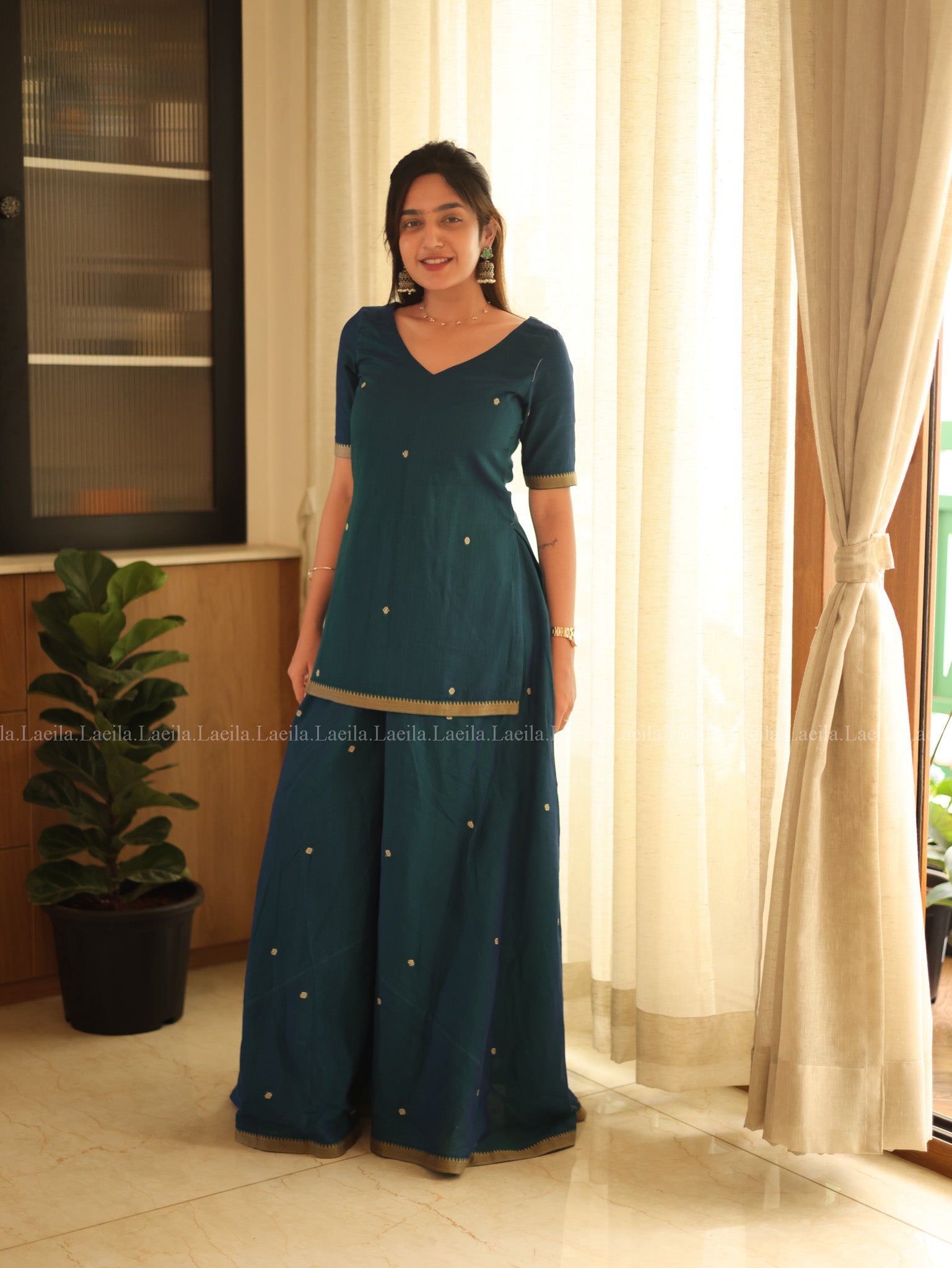 Blue short top & Palazzo Pant