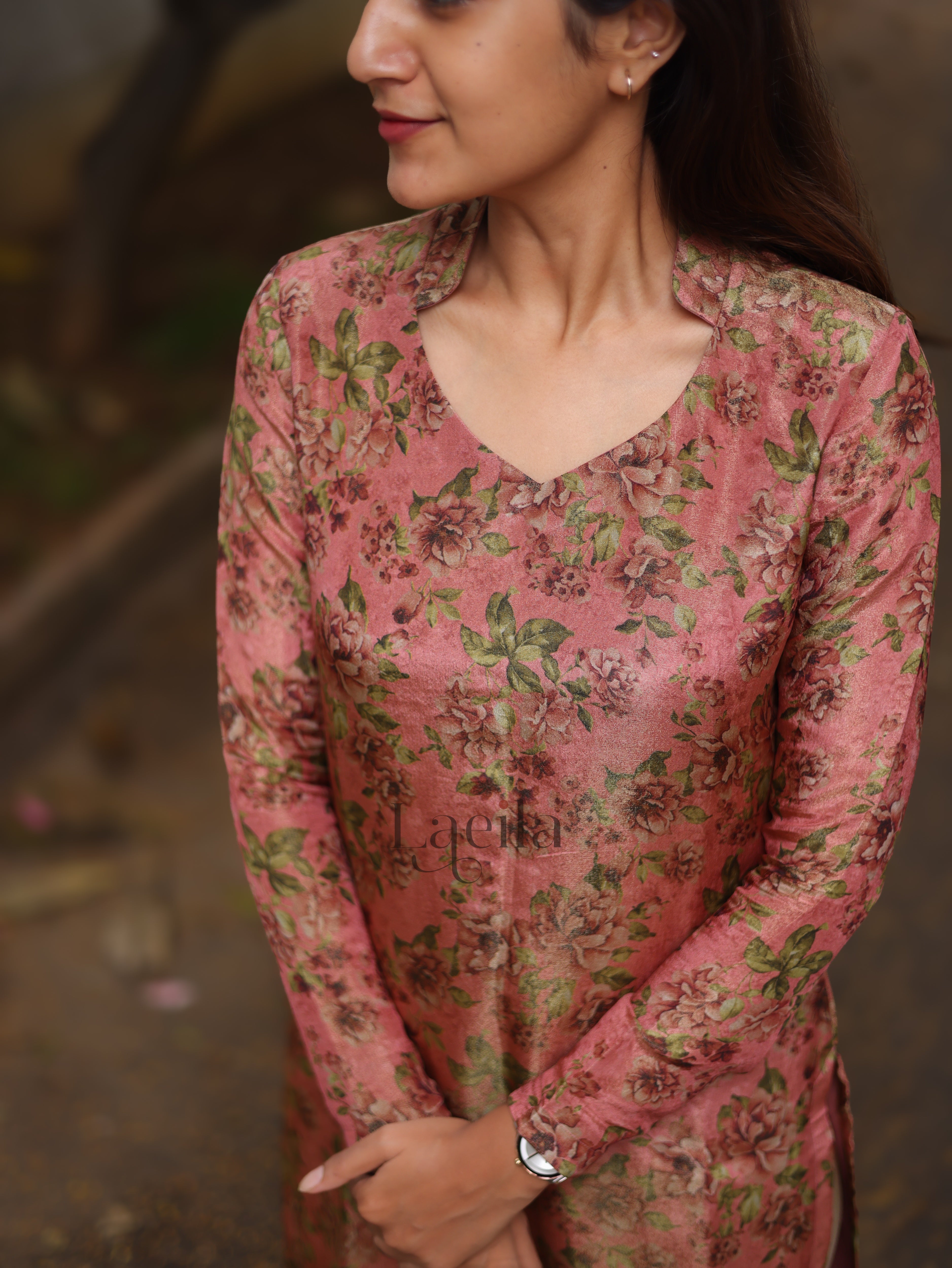 Coral Tissue Floral Top
