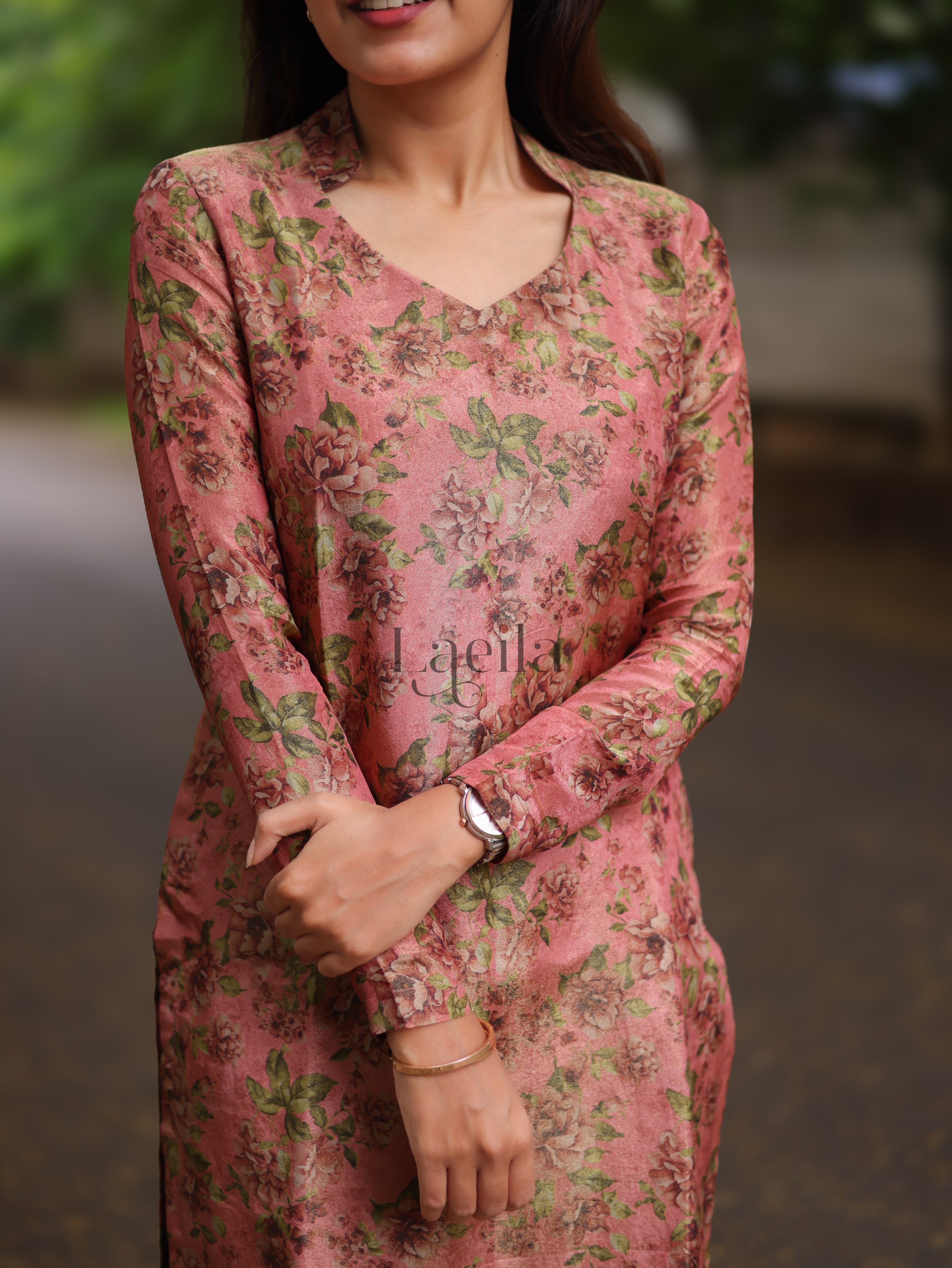 Coral Tissue Floral Top