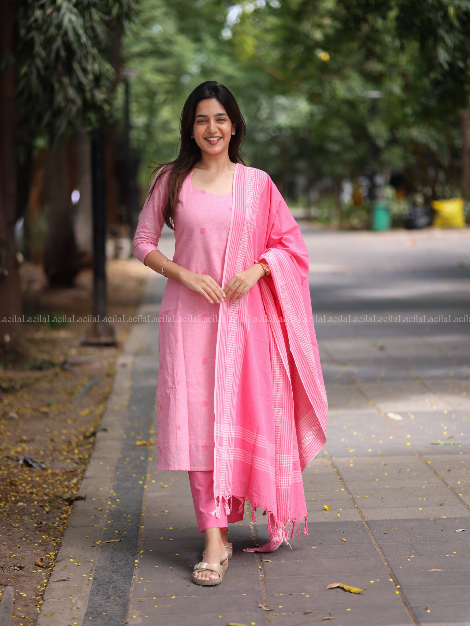 Pink cotton Kadhambari set