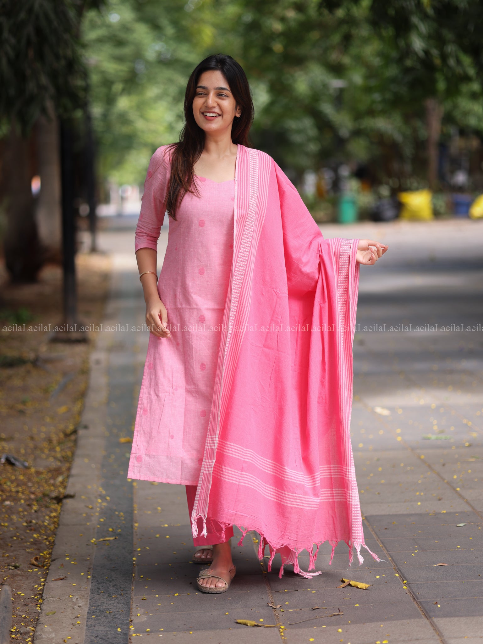 Pink cotton Kadhambari set