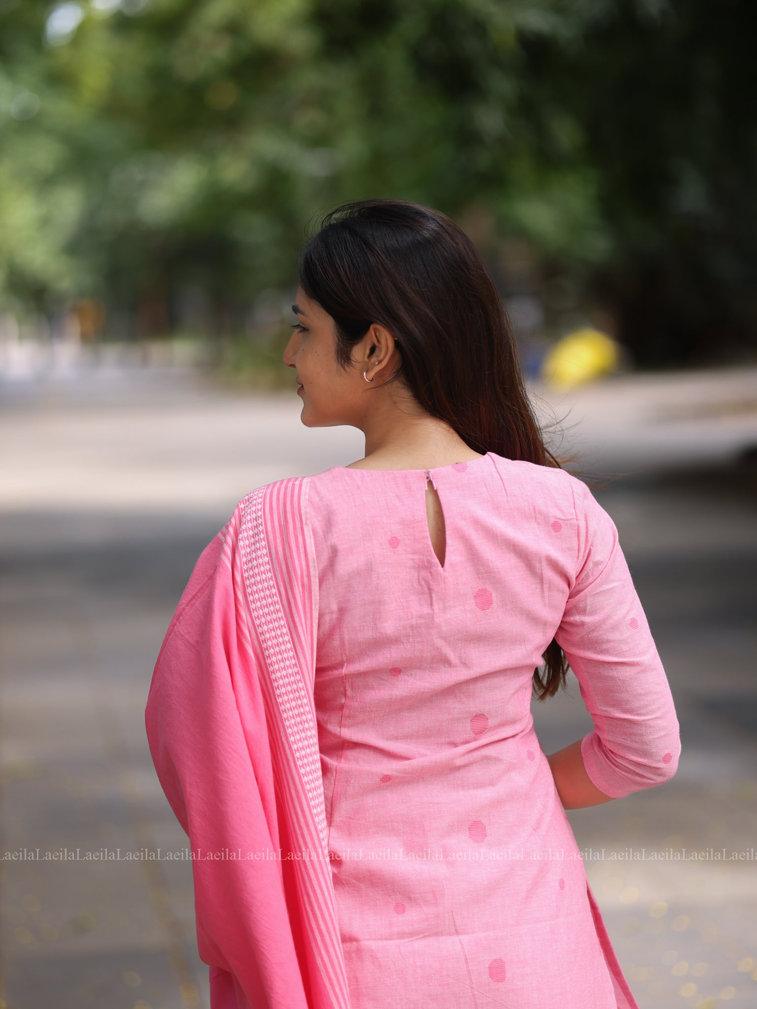 Pink cotton Kadhambari set