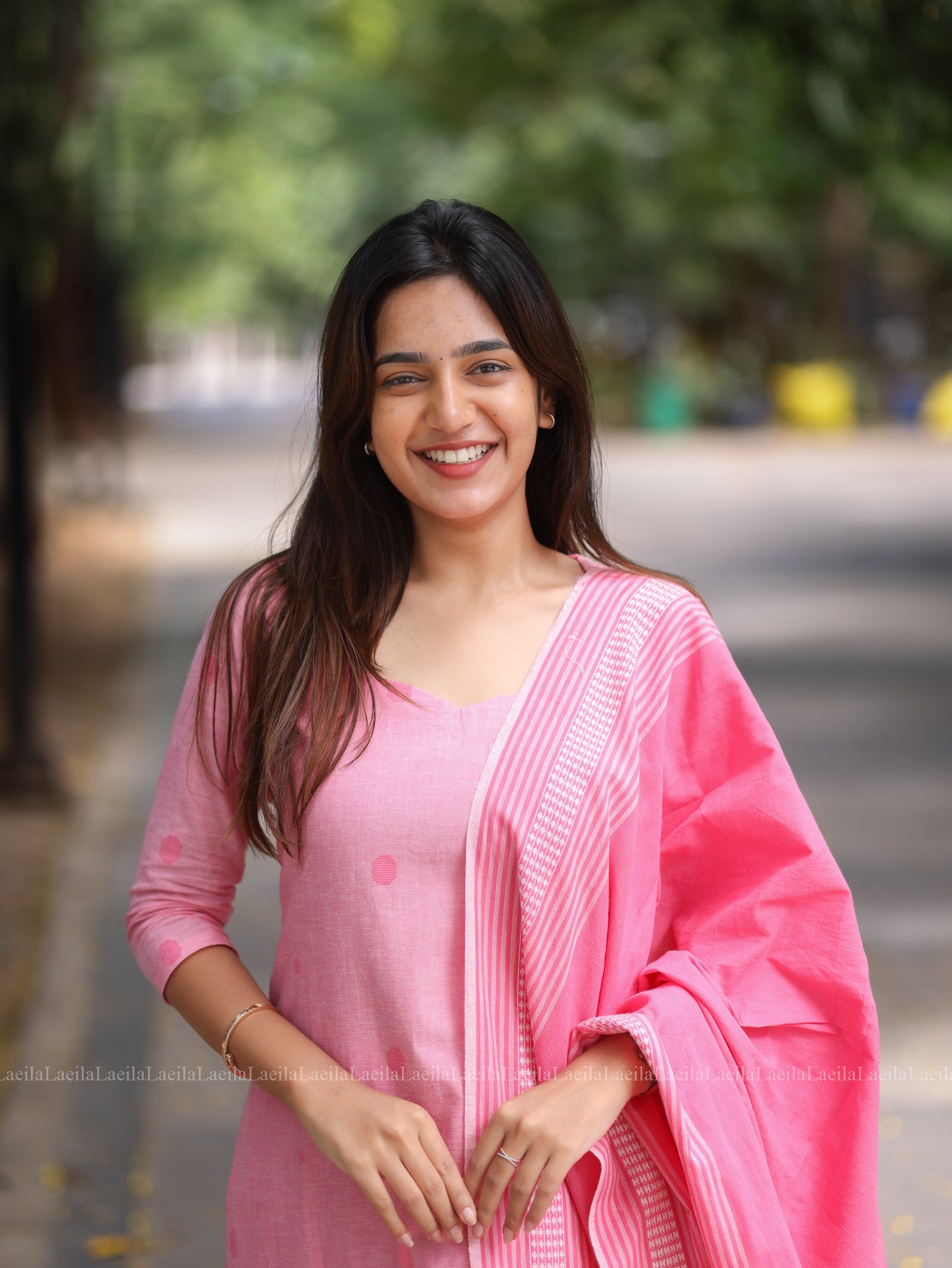 Pink cotton Kadhambari set