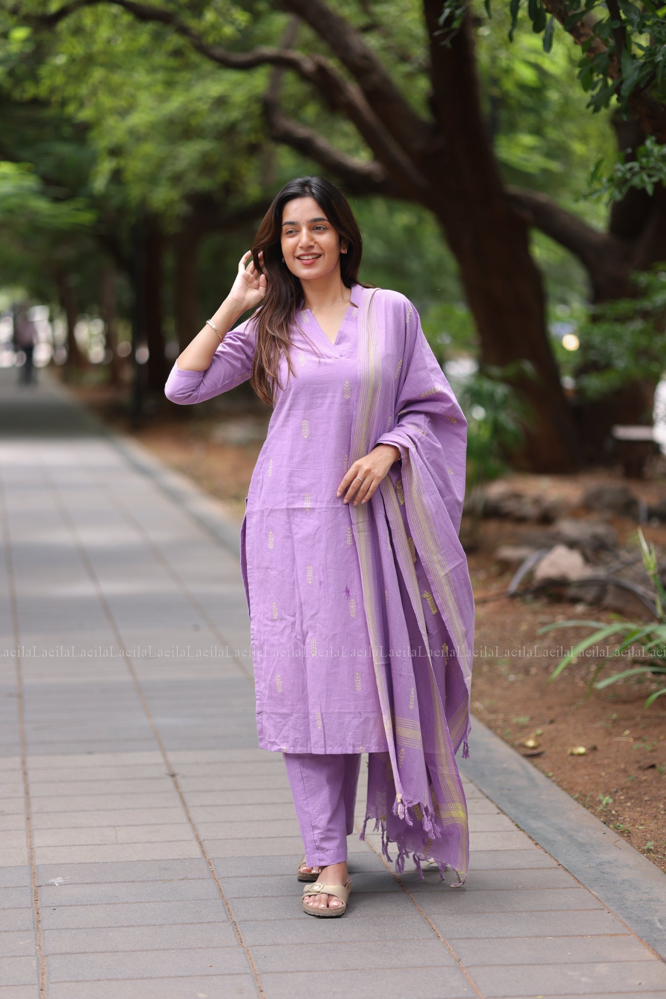 Pale Purple cotton Kadhambari set