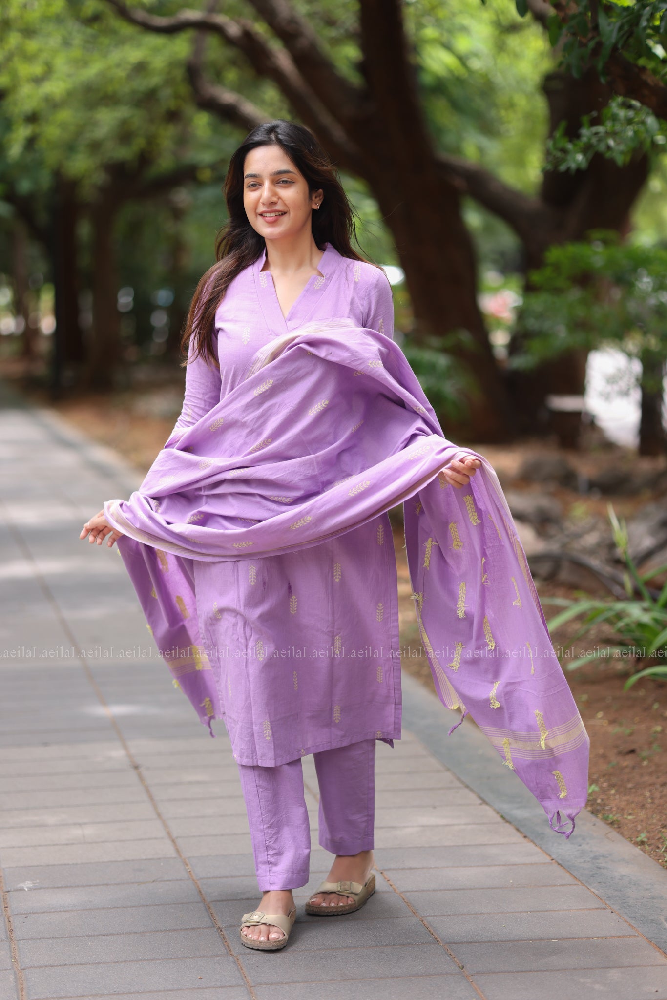 Pale Purple cotton Kadhambari set